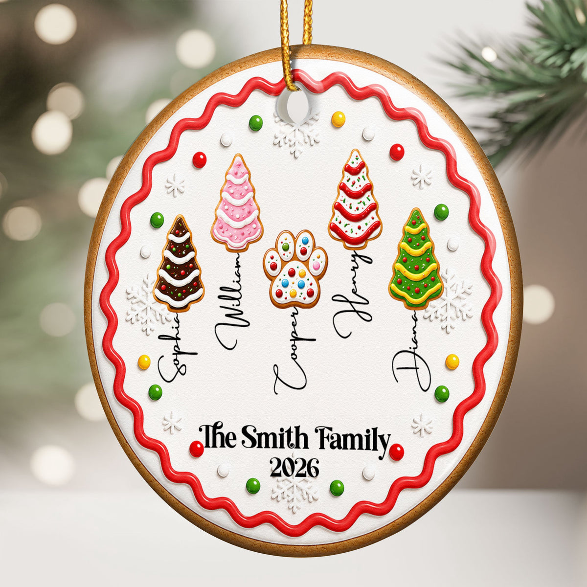 Family Forever, Family Of 3,4,5,6 - First Christmas Gingerbread Style - Personalized Ornament