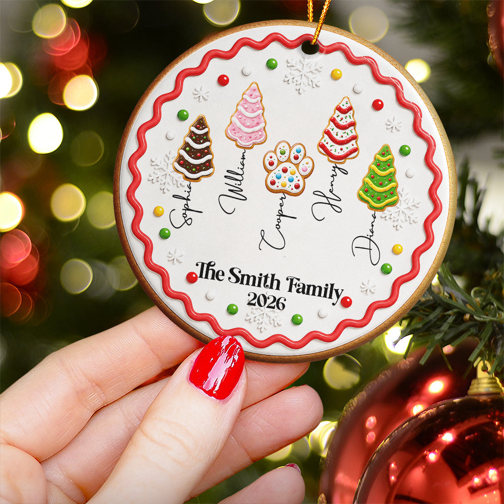 Family Forever, Family Of 3,4,5,6 - First Christmas Gingerbread Style - Personalized Ornament