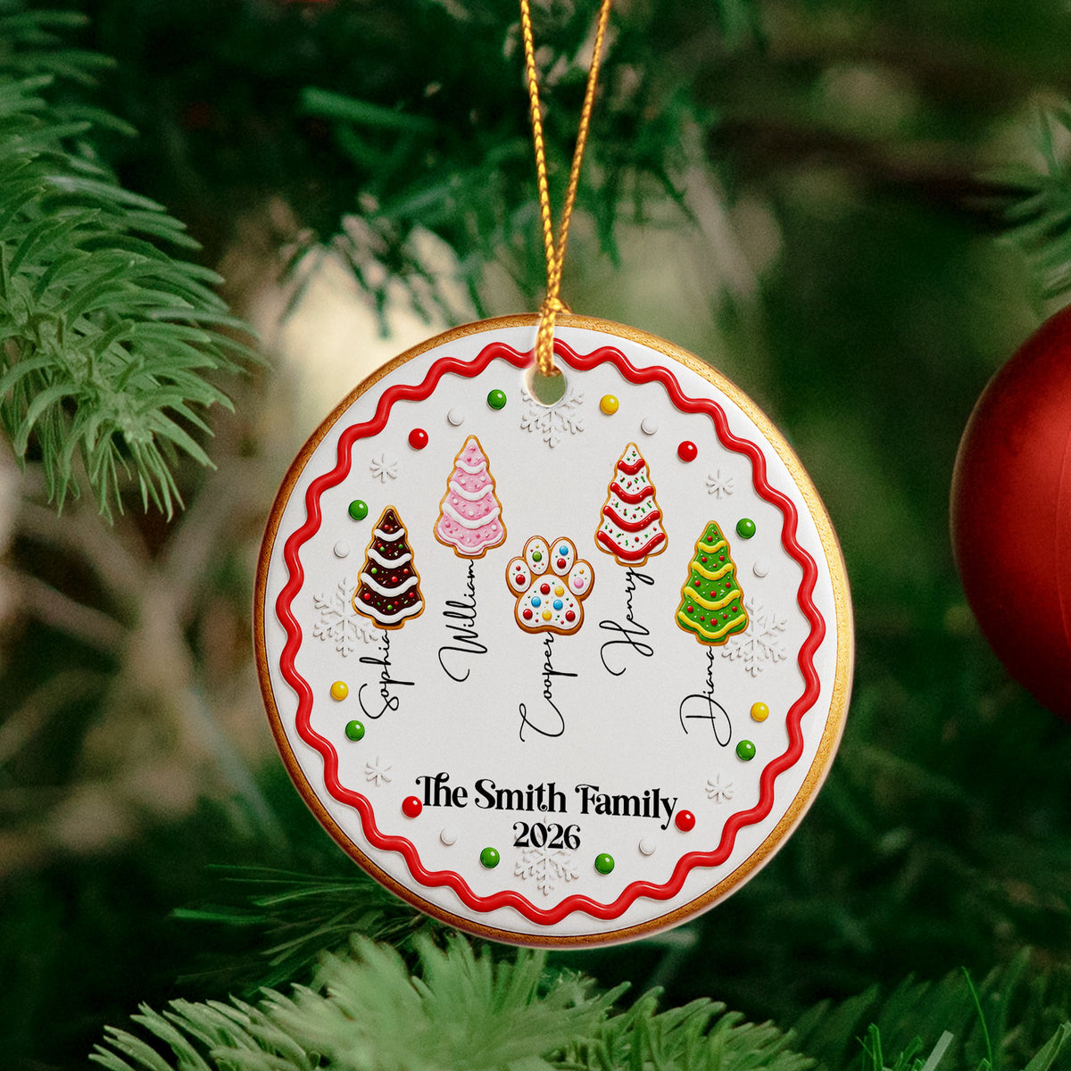 Family Forever, Family Of 3,4,5,6 - First Christmas Gingerbread Style - Personalized Ornament