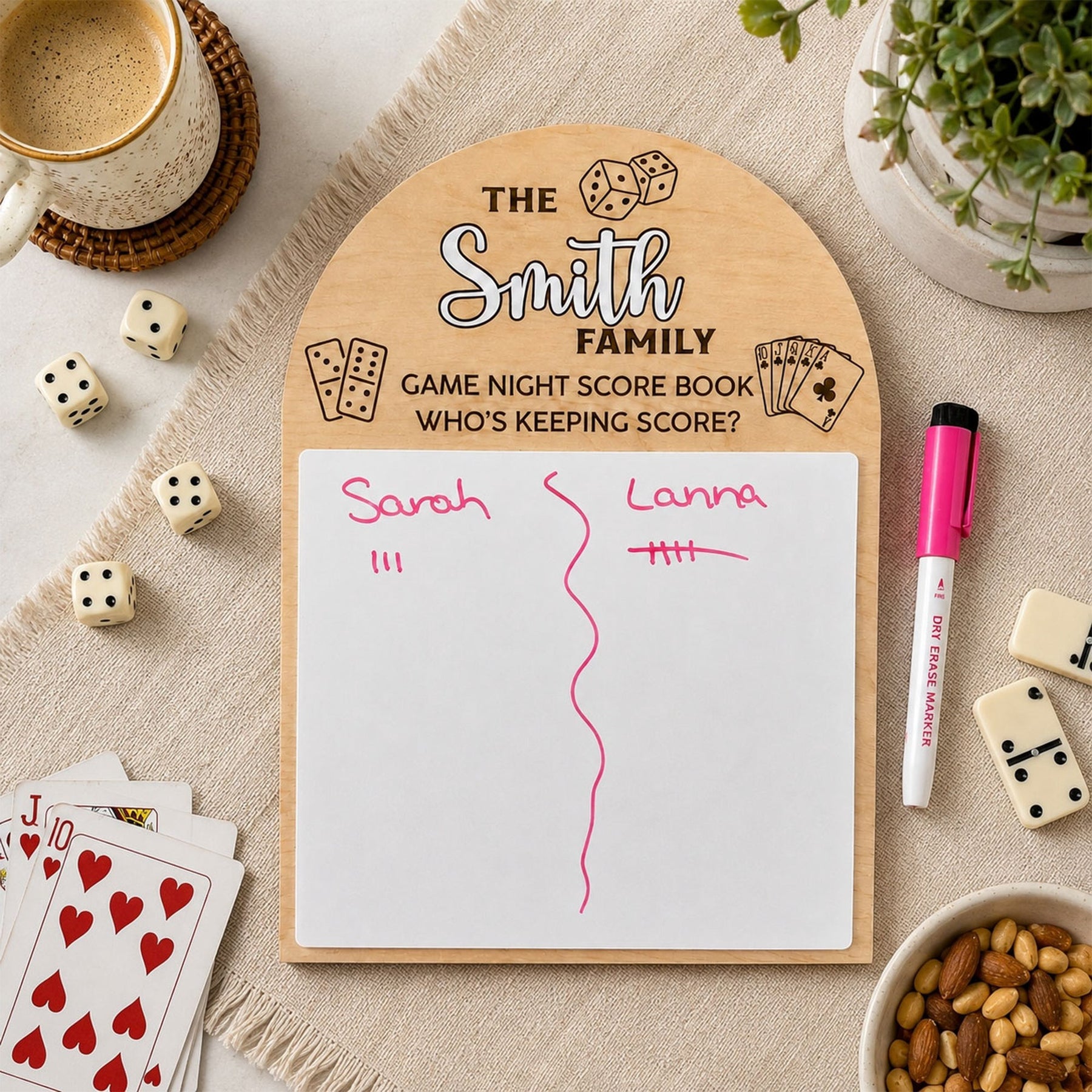Family Game Night Scoreboard For Couples, Family, Grandkids & Grandparents - Personalized Sign