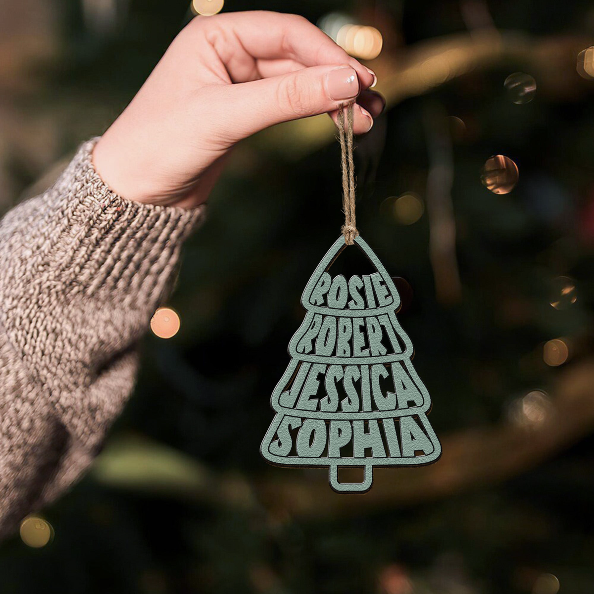 Family Names Christmas Tree Shape - Personalized Ornament