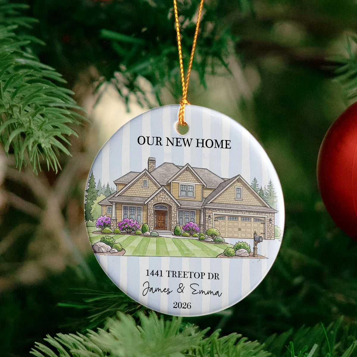 First Christmas Together In New Home Christmas 2026 Custom Photo Watercolor - Personalized Ornament
