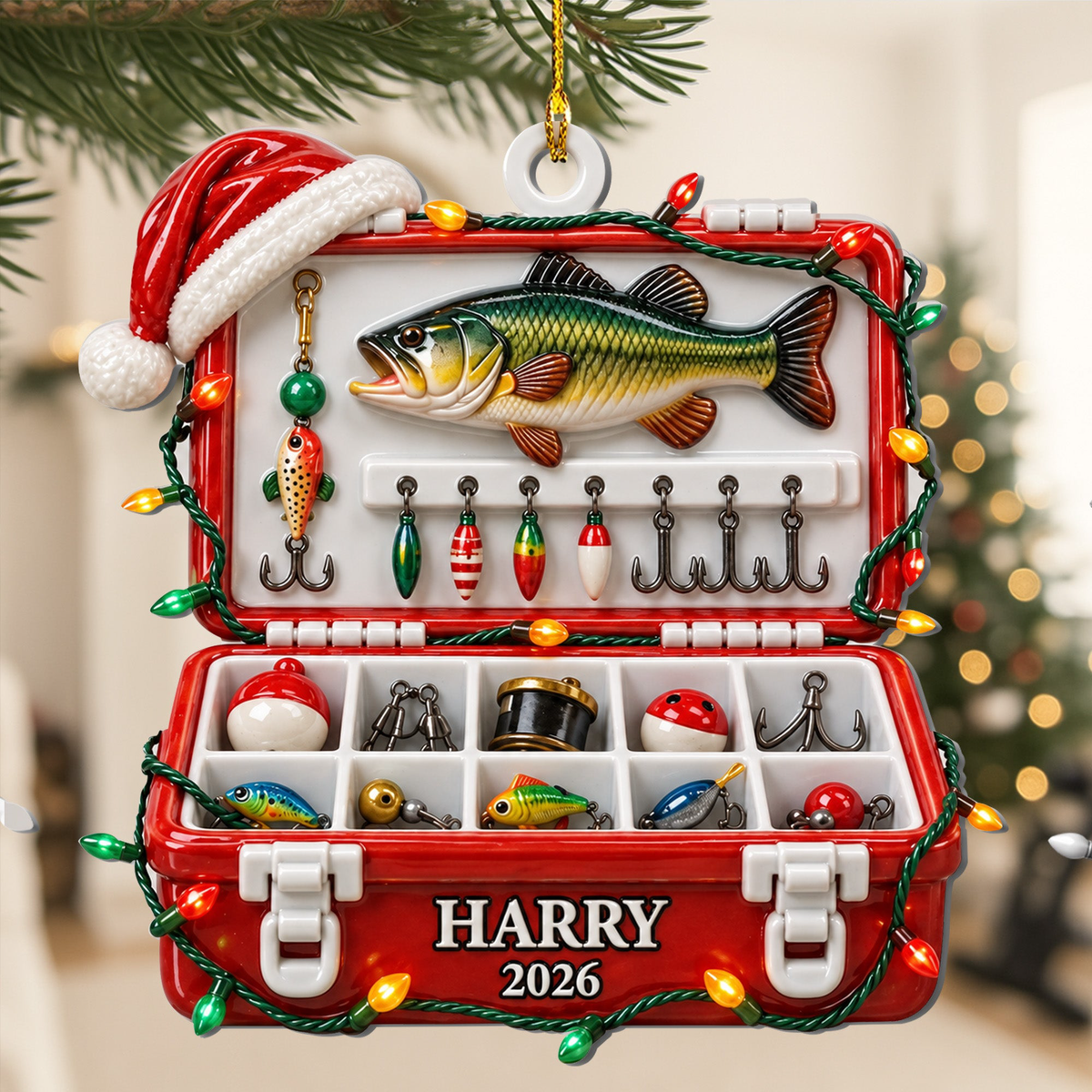 Fishing Tackle Box 3D Ornament For Fisherman, Dad Fishing Man Gifts - Personalized Ornament