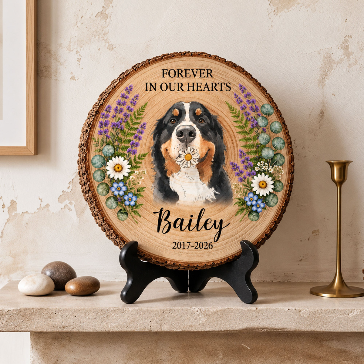 Forever In My Heart Pet Loss Custom Photo Watercolor - Personalized Wooden Plaque