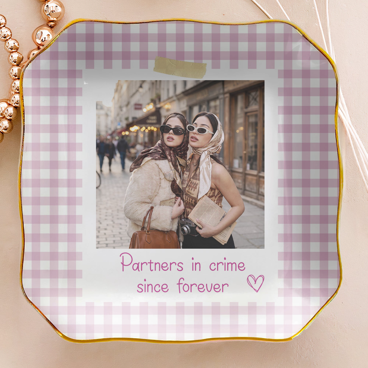 Friendship Gifts For Her BFF Custom Photo Besties Forever - Personalized Jewelry Dish