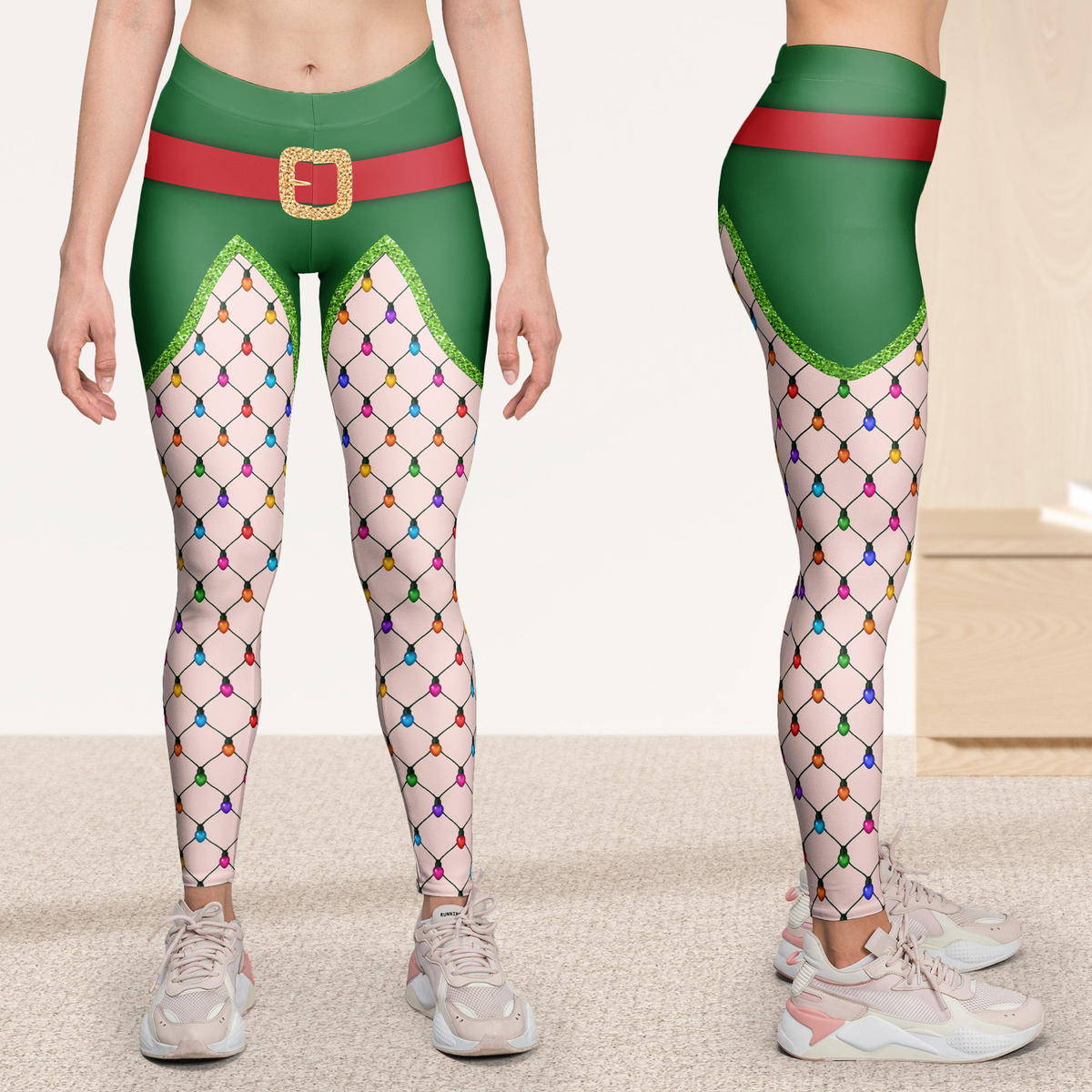 Funny Christmas Outfits, Fishnet Tights Xmas - Personalized Leggings