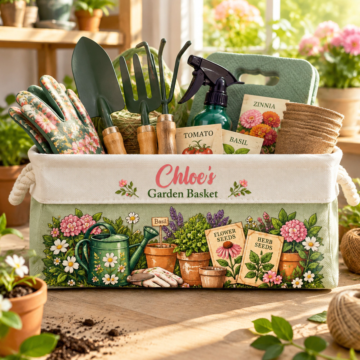 Gardening Stuffs Basket For Her, Mom, Grandma, Daughter - Personalized Storage Basket