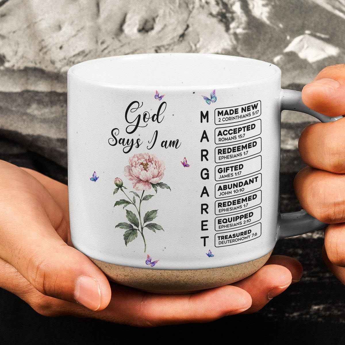 God Says You Are Custom Birth Flower & Name In Bible Verses - Personalized Mug