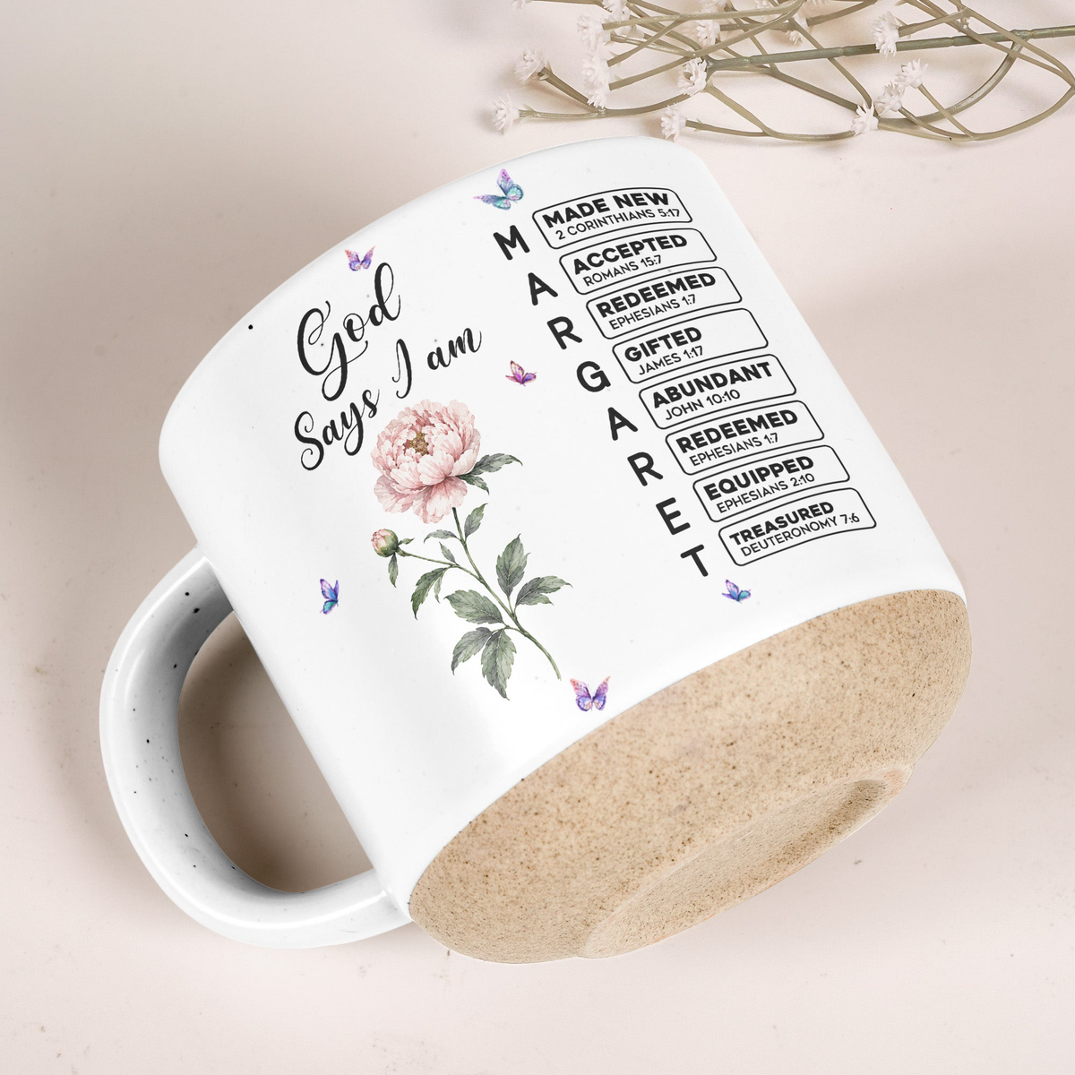 God Says You Are Custom Birth Flower & Name In Bible Verses - Personalized Mug