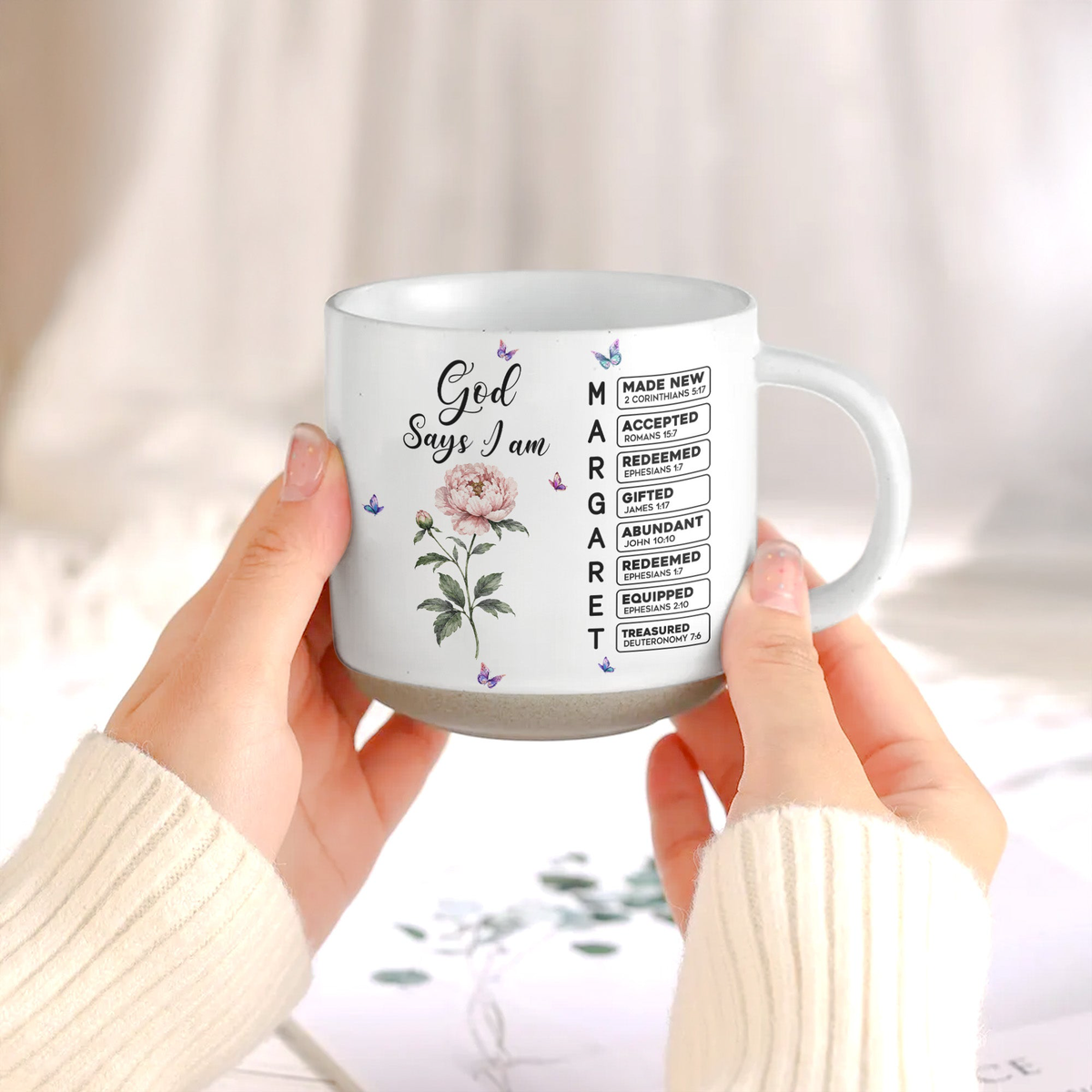 God Says You Are Custom Birth Flower & Name In Bible Verses - Personalized Mug