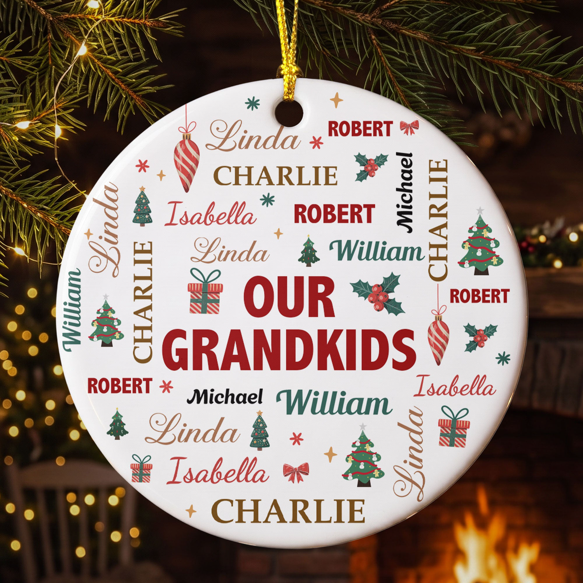Grandkids Make Life Grand - Customize With Kids Names - Personalized Ornament