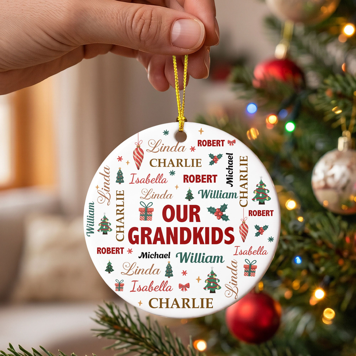 Grandkids Make Life Grand - Customize With Kids Names - Personalized Ornament