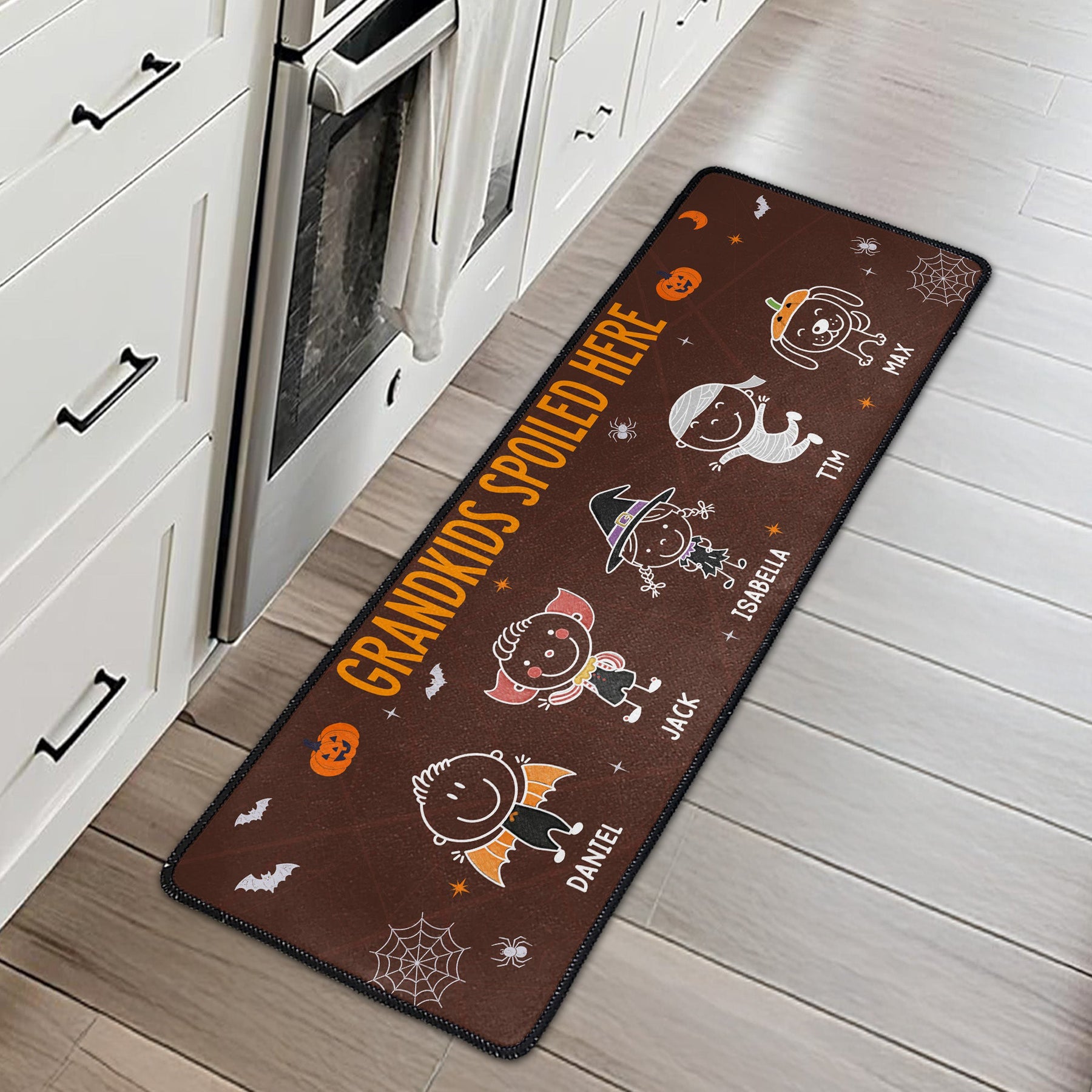 Grandkids Spoiled Here Doodle Halloween - Personalized Runner Rug