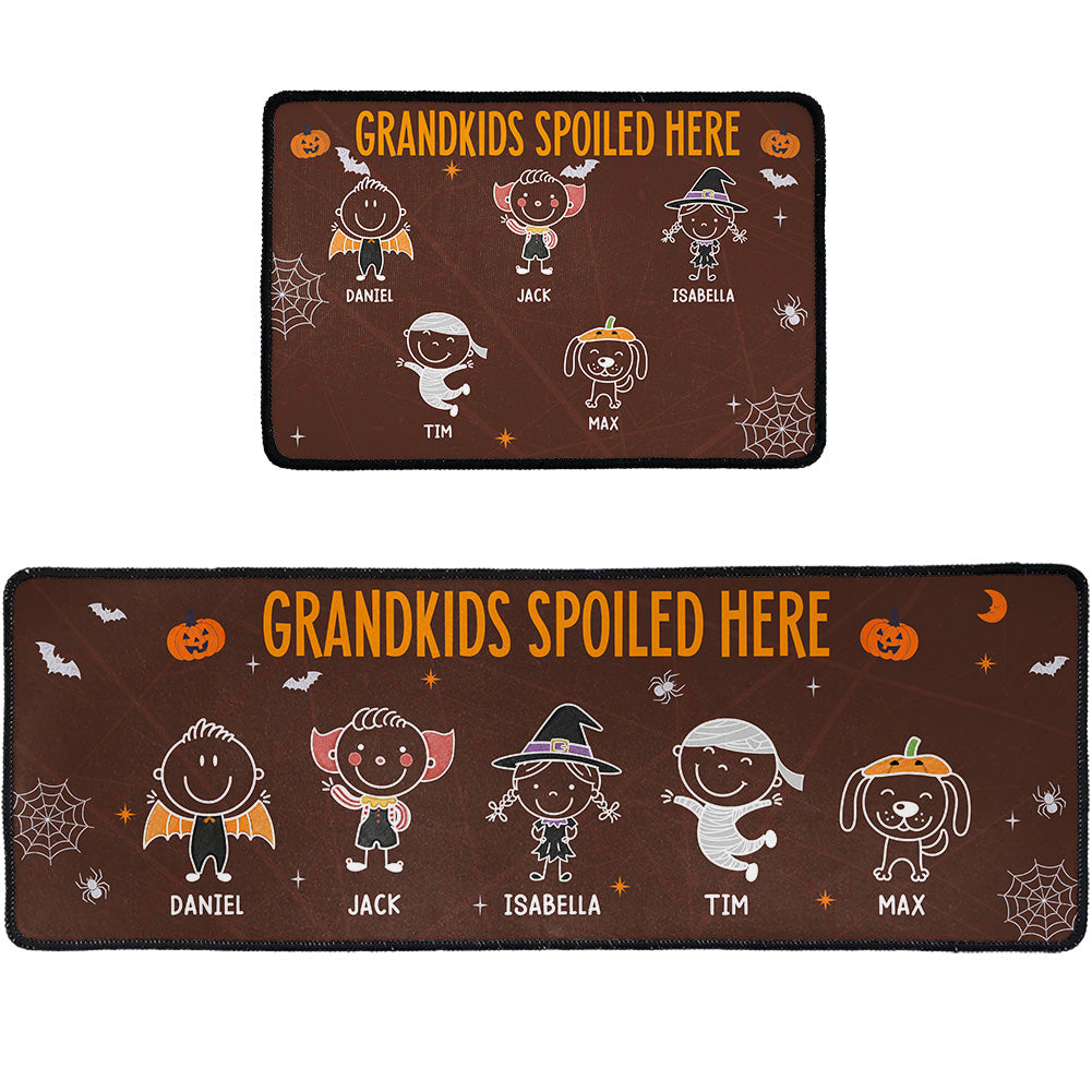Grandkids Spoiled Here Doodle Halloween - Personalized Runner Rug