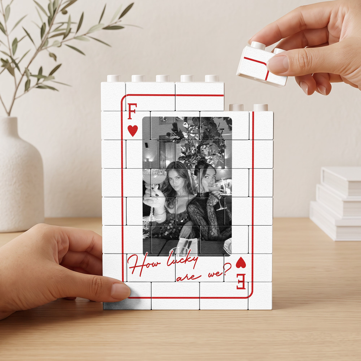 How Lucky We Are - Upload Photo For Besties, Friends - Personalized Building Blocks