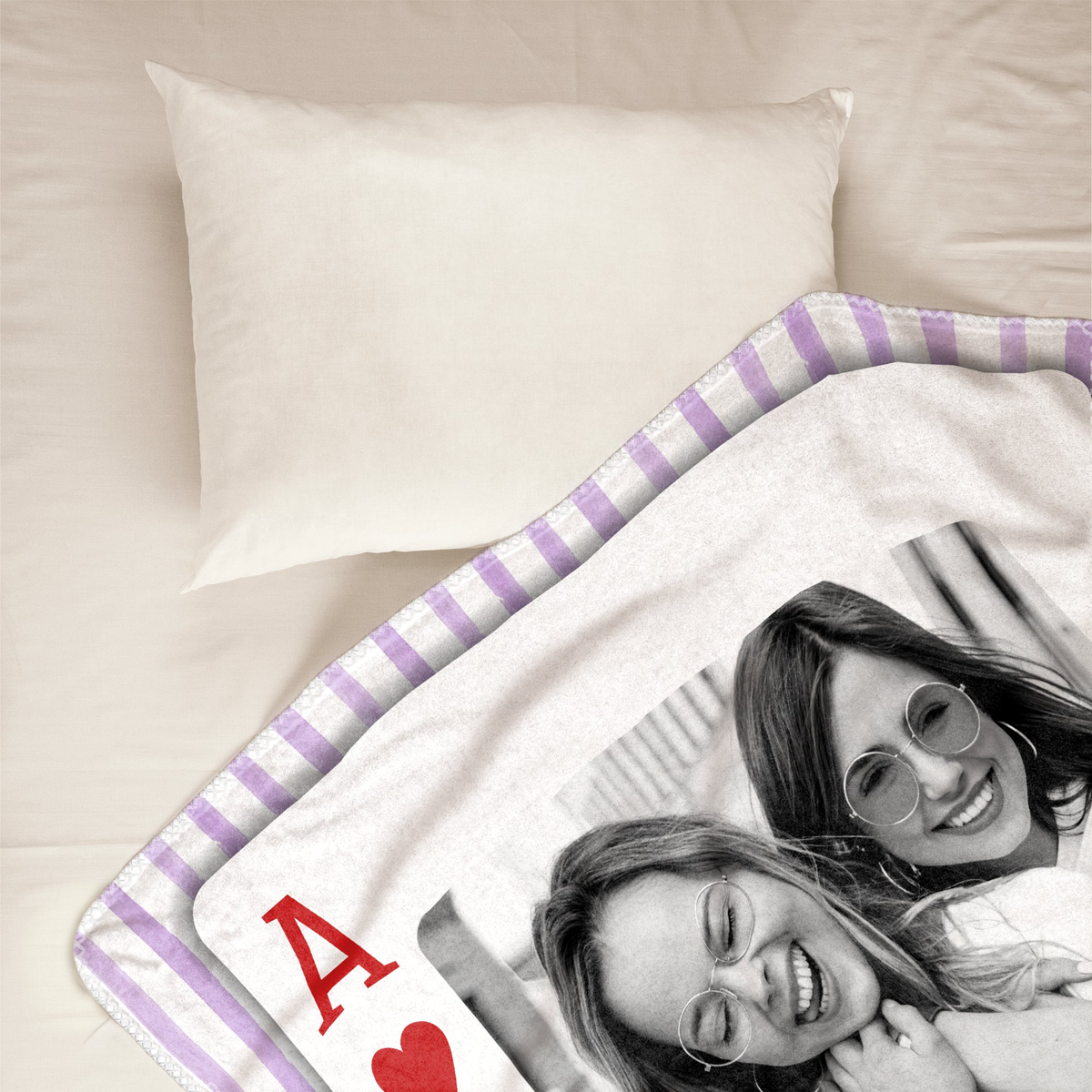 How Lucky We Are - Upload Photo For Besties, Friends - Striped Style - Personalized Blanket