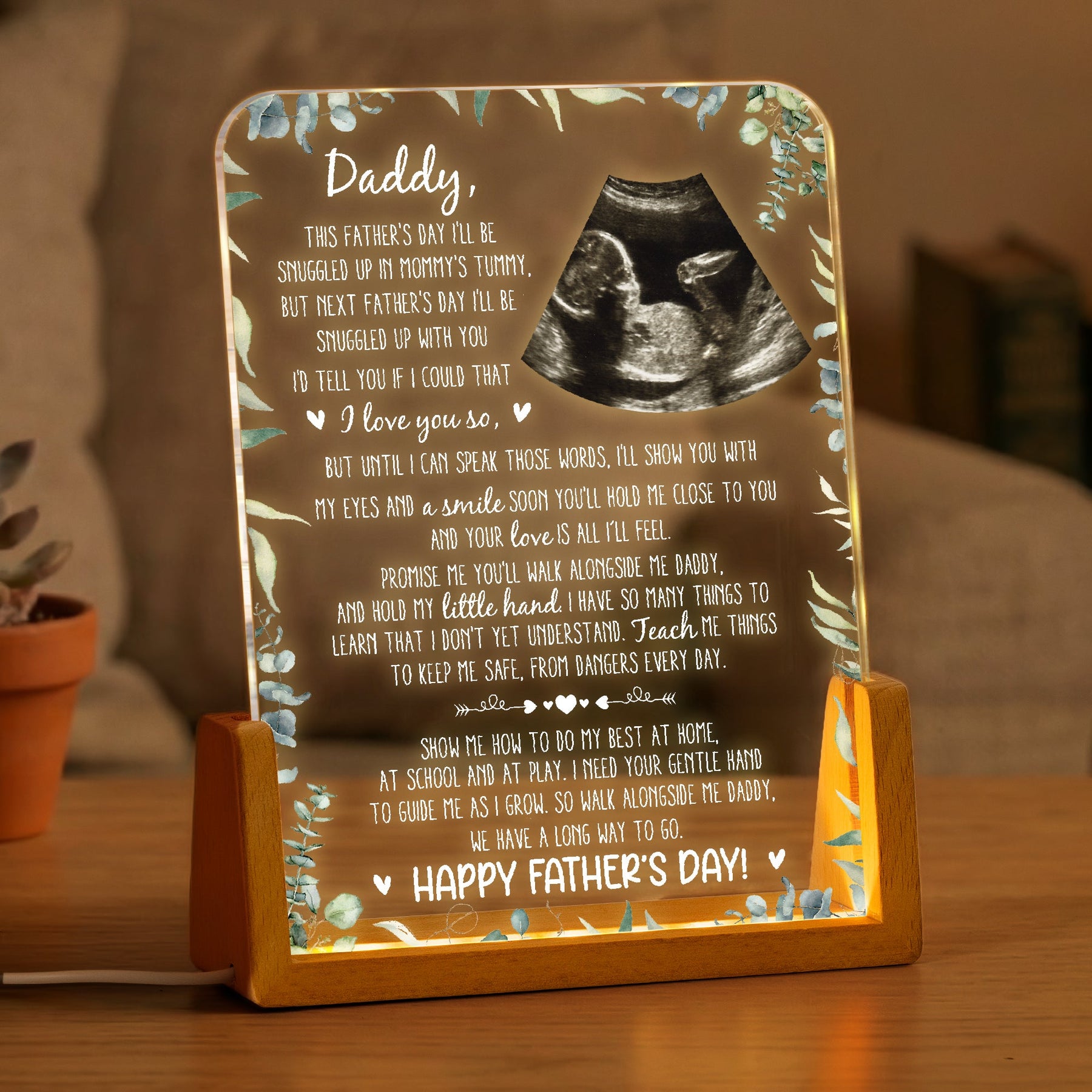 1st Father's Day Gifts, Soon To Be Dad Gift From The Bump I'll Be Snuggled Up - Personalized Night Light