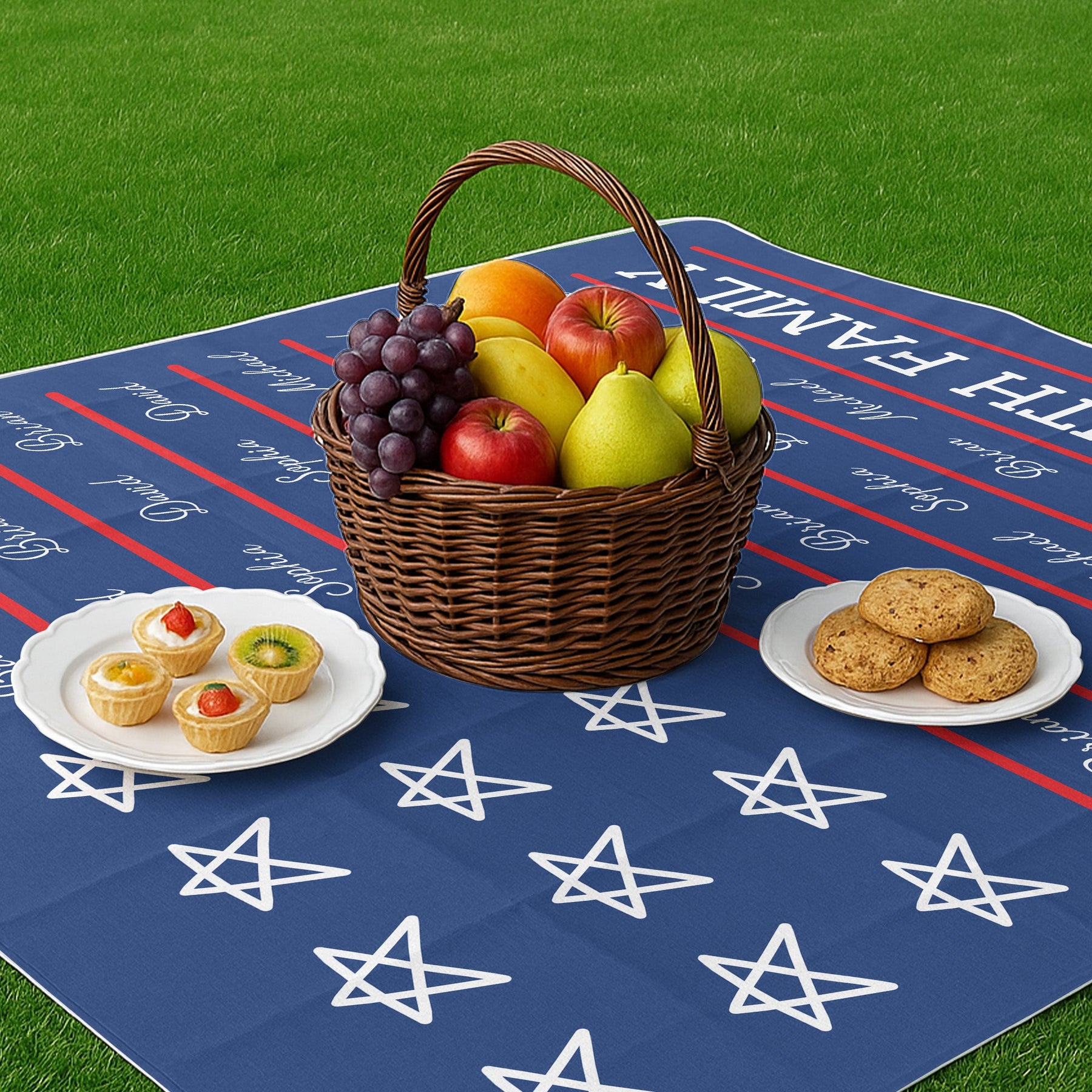 250 Years Of Freedom Patriotic Repeating Name - Personalized Picnic Blanket