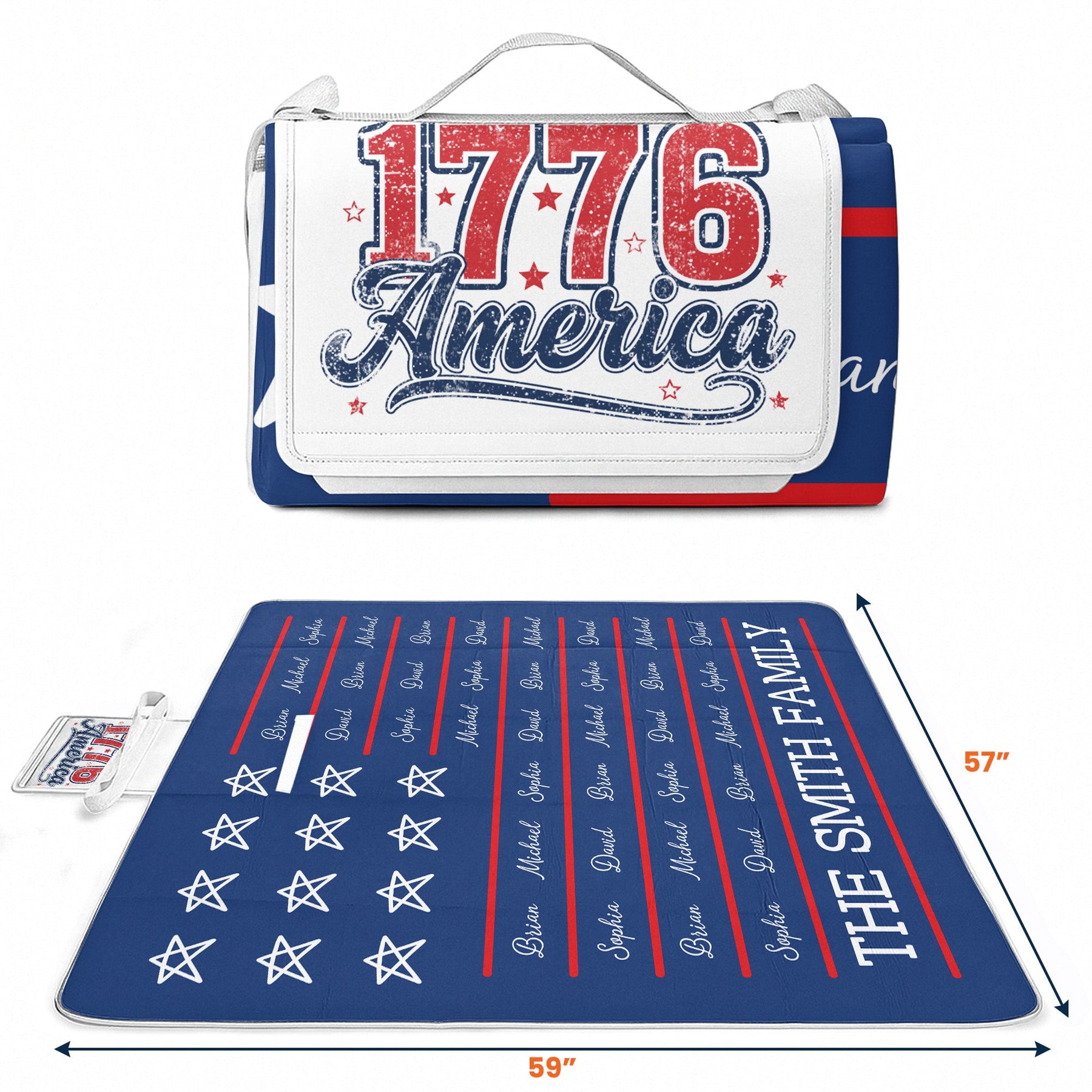 250 Years Of Freedom Patriotic Repeating Name - Personalized Picnic Blanket