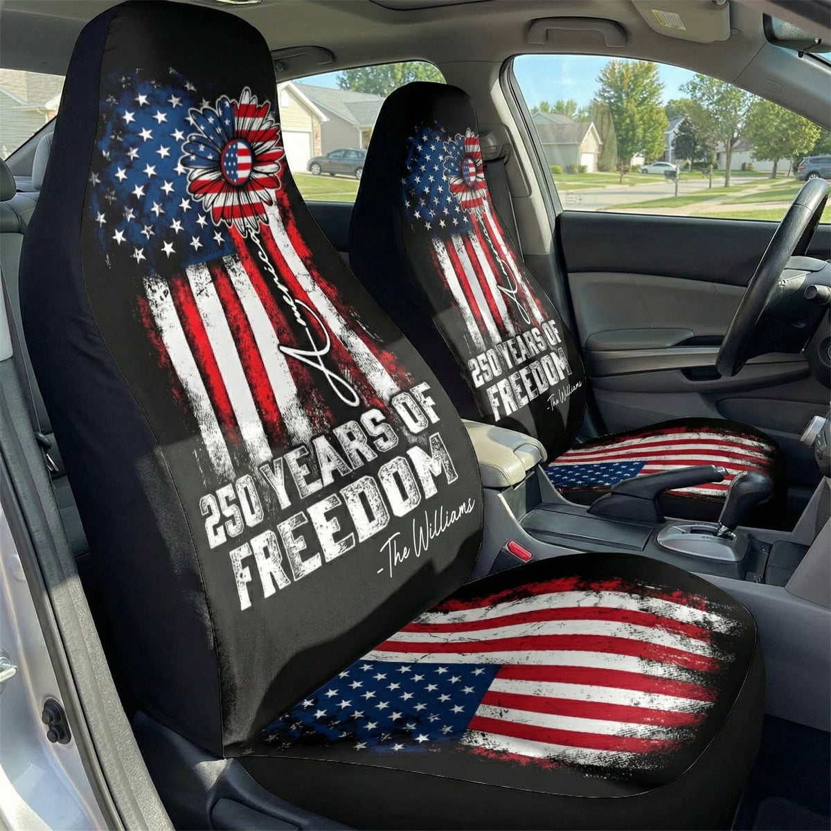 250 Years Of Freedom Sunflower - Personalized Car Seat Cover