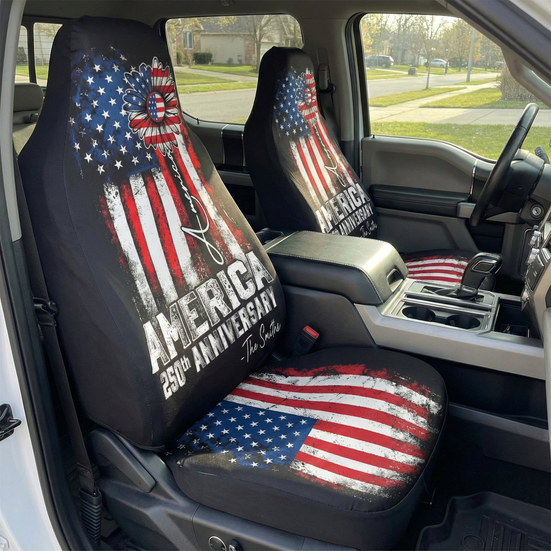 250 Years Of Freedom Sunflower - Personalized Car Seat Cover