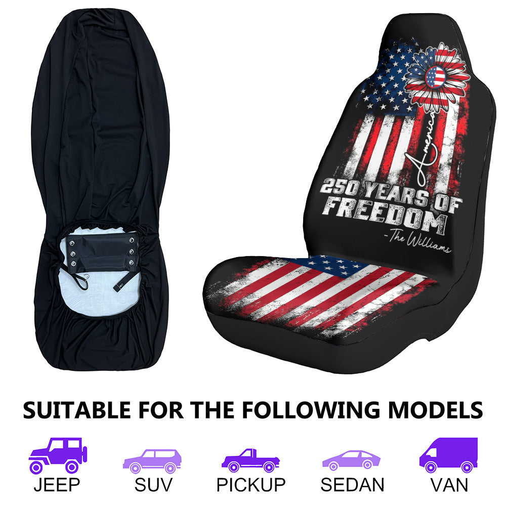 250 Years Of Freedom Sunflower - Personalized Car Seat Cover