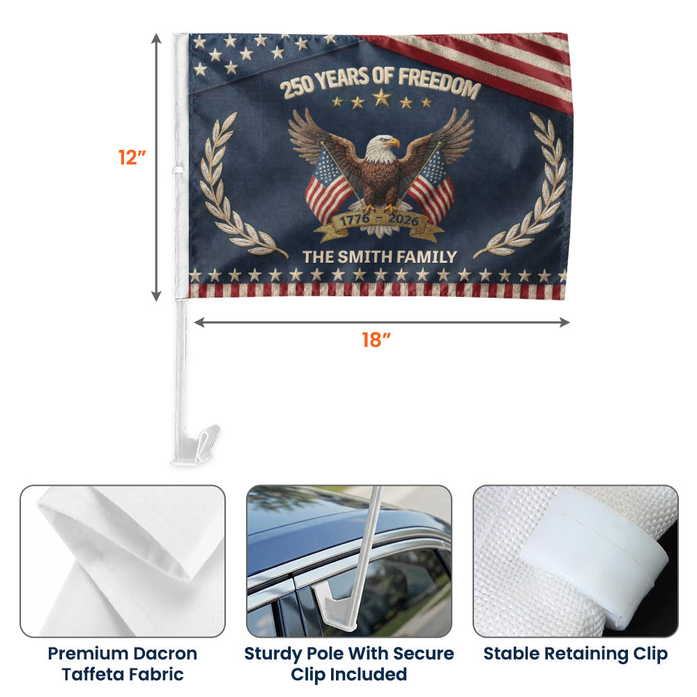 250th Anniversary USA Patriotic Faux Pattern - Personalized Car Flag