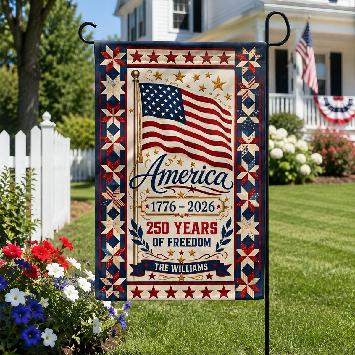 250 Years Of Freedom Gift For Family - Personalized Flag