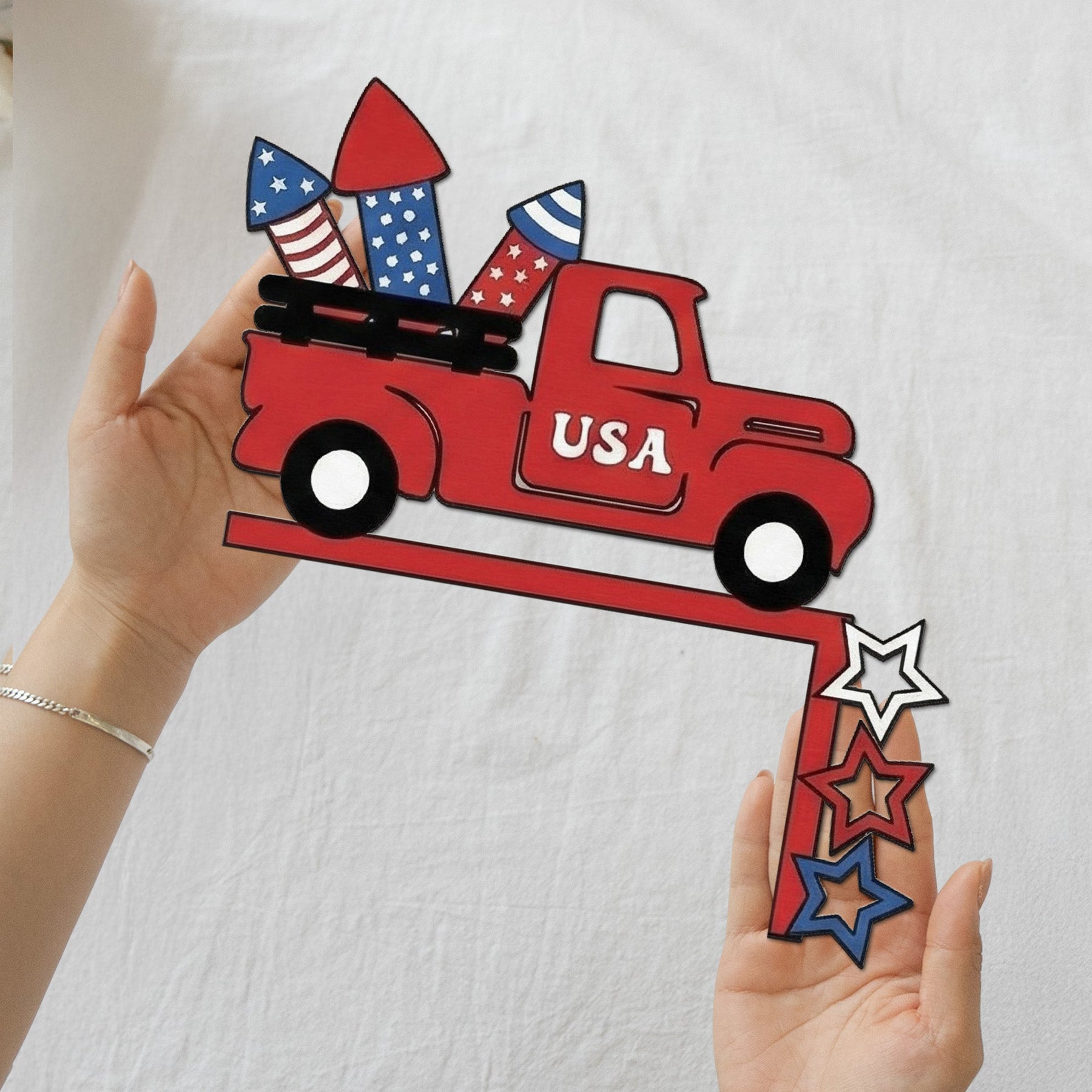 4th Of July Patriotic Usa 250th Anniversary - Personalized Door Corner Wood Sign