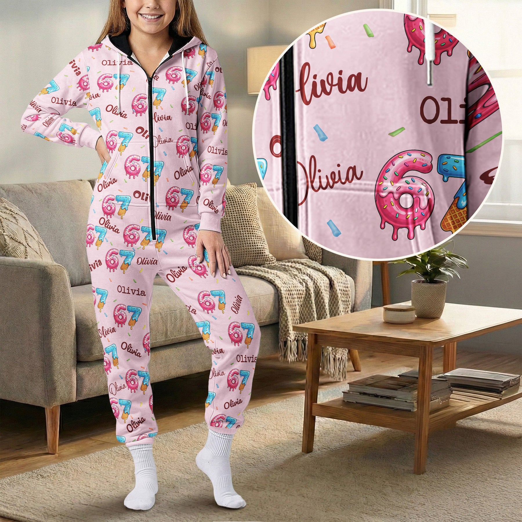 67 Ice Cream Drip - Personalized Hooded Jumpsuit