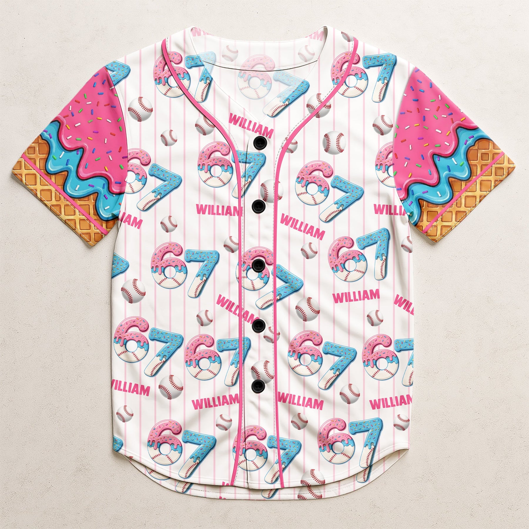 67 Sport Ice Cream Drip - Personalized Kids Baseball Jersey