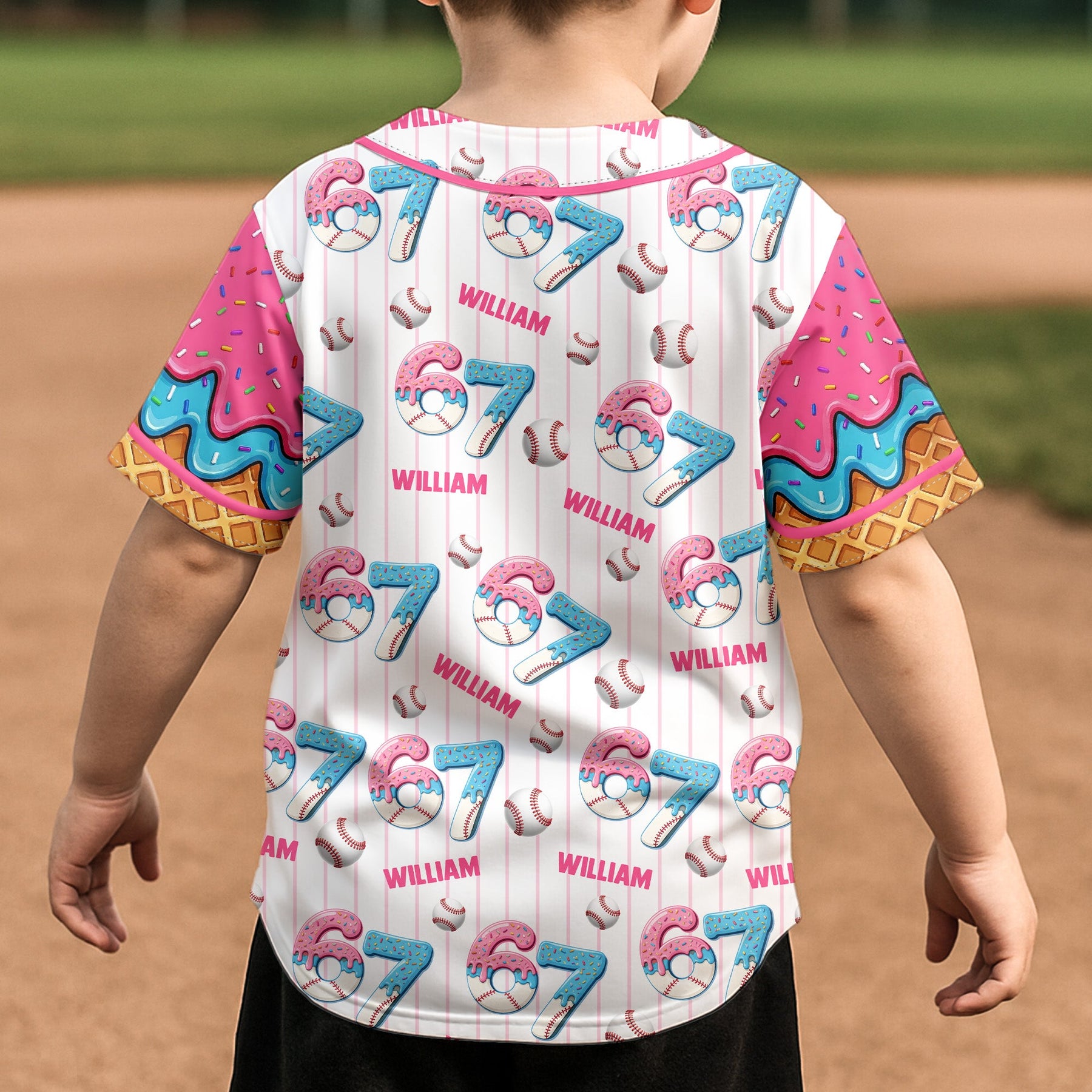 67 Sport Ice Cream Drip - Personalized Kids Baseball Jersey
