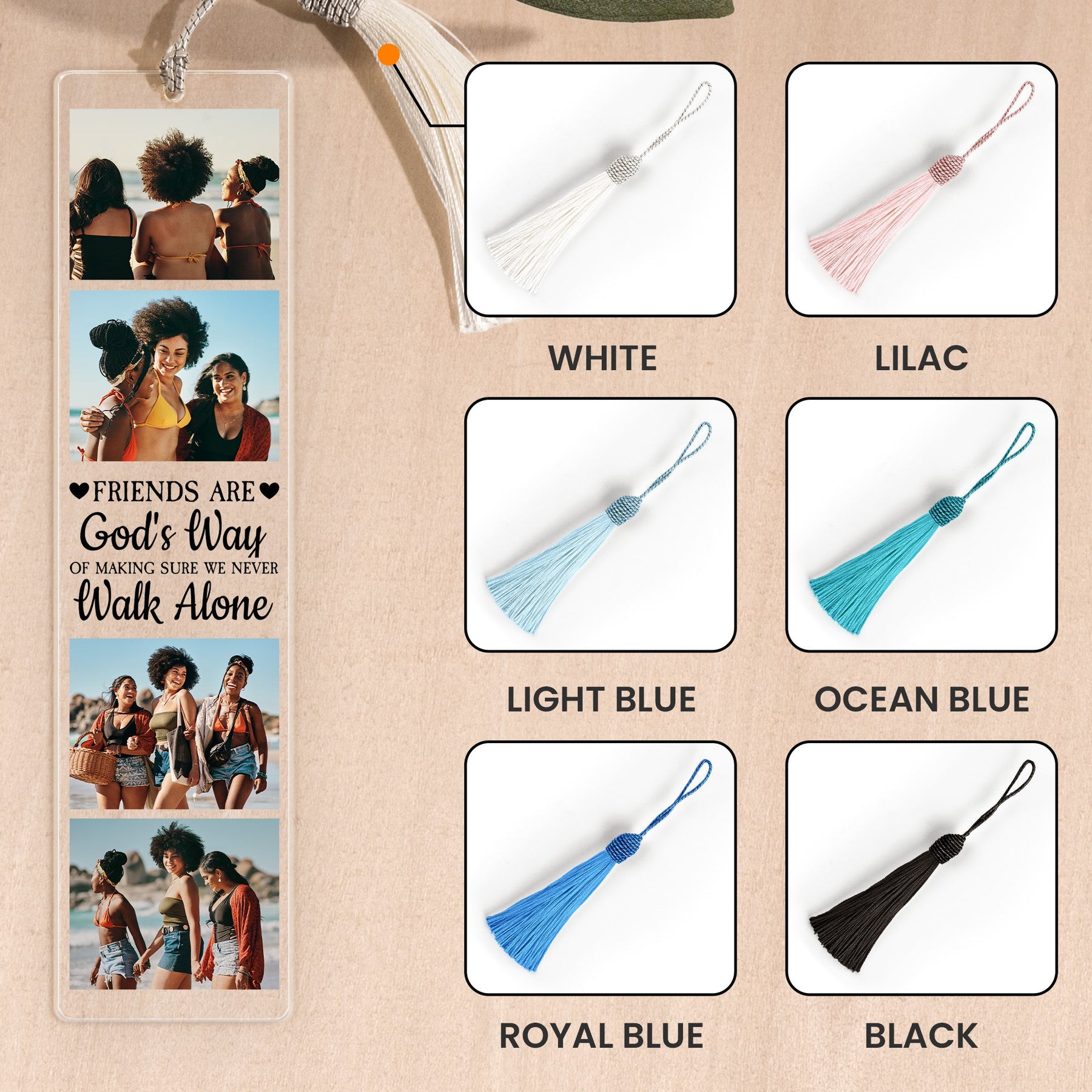 A Friend Is God's Way - Personalized Photo Acrylic Bookmark And Keychain Set