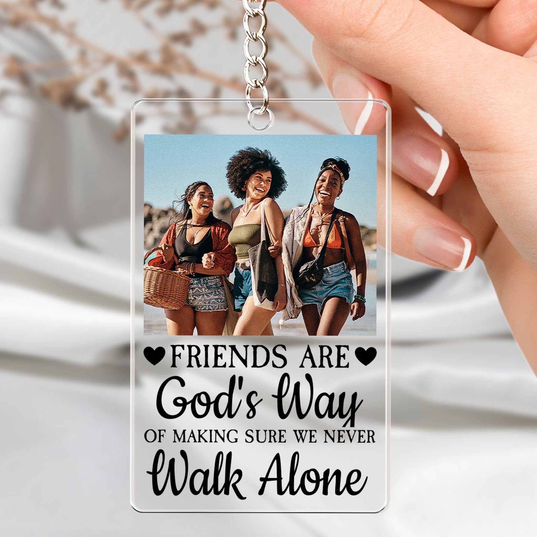 A Friend Is God's Way - Personalized Photo Acrylic Bookmark And Keychain Set