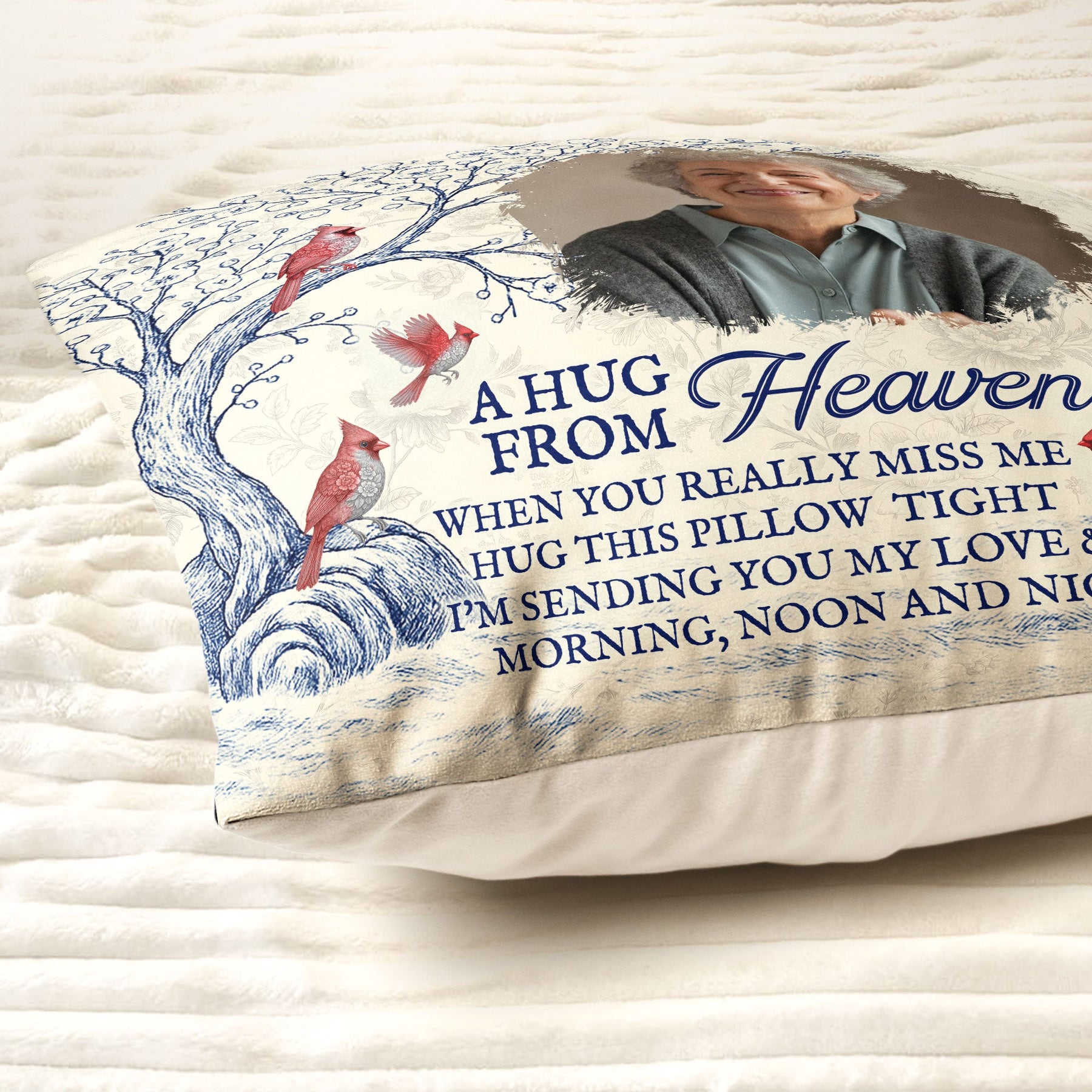 A Hug From Heaven New Version Toile De Jouy Style - Personalized Photo Pillow