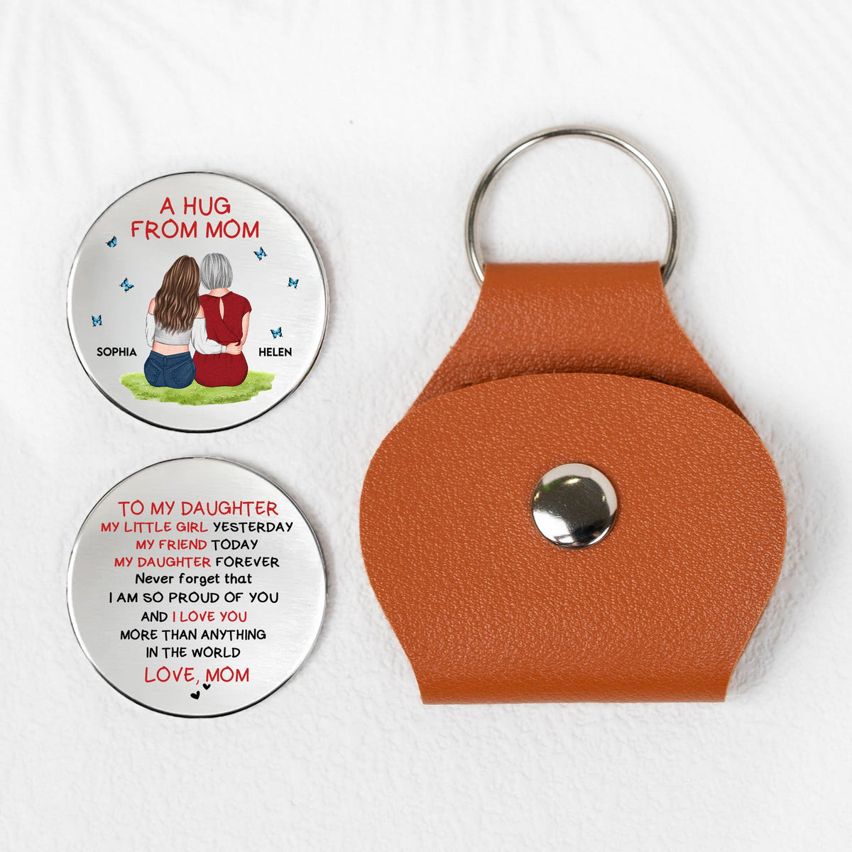 A Hug From Mom Gift For Daughter, Son - Personalized Leather Pocket Hug