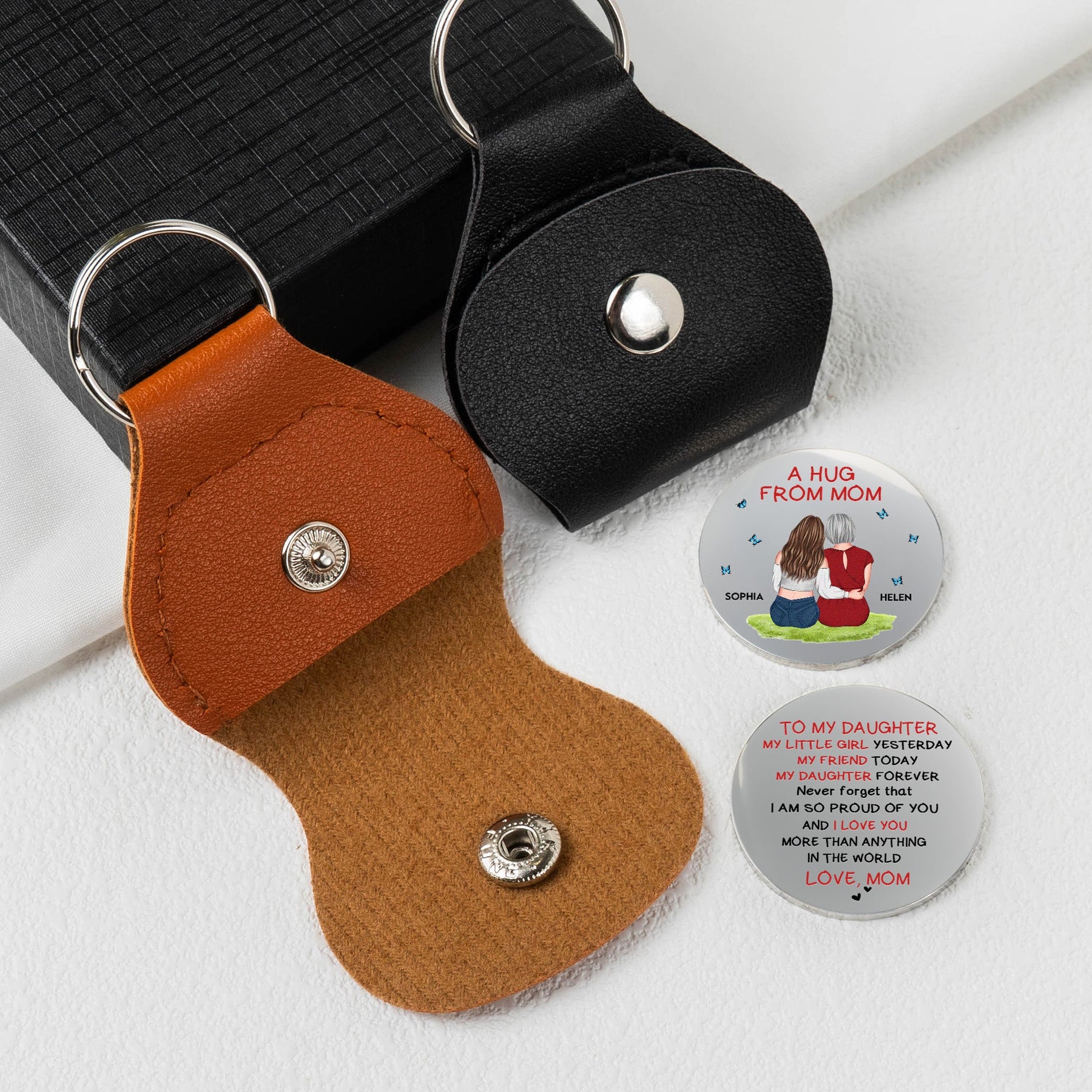 A Hug From Mom Gift For Daughter, Son - Personalized Leather Pocket Hug