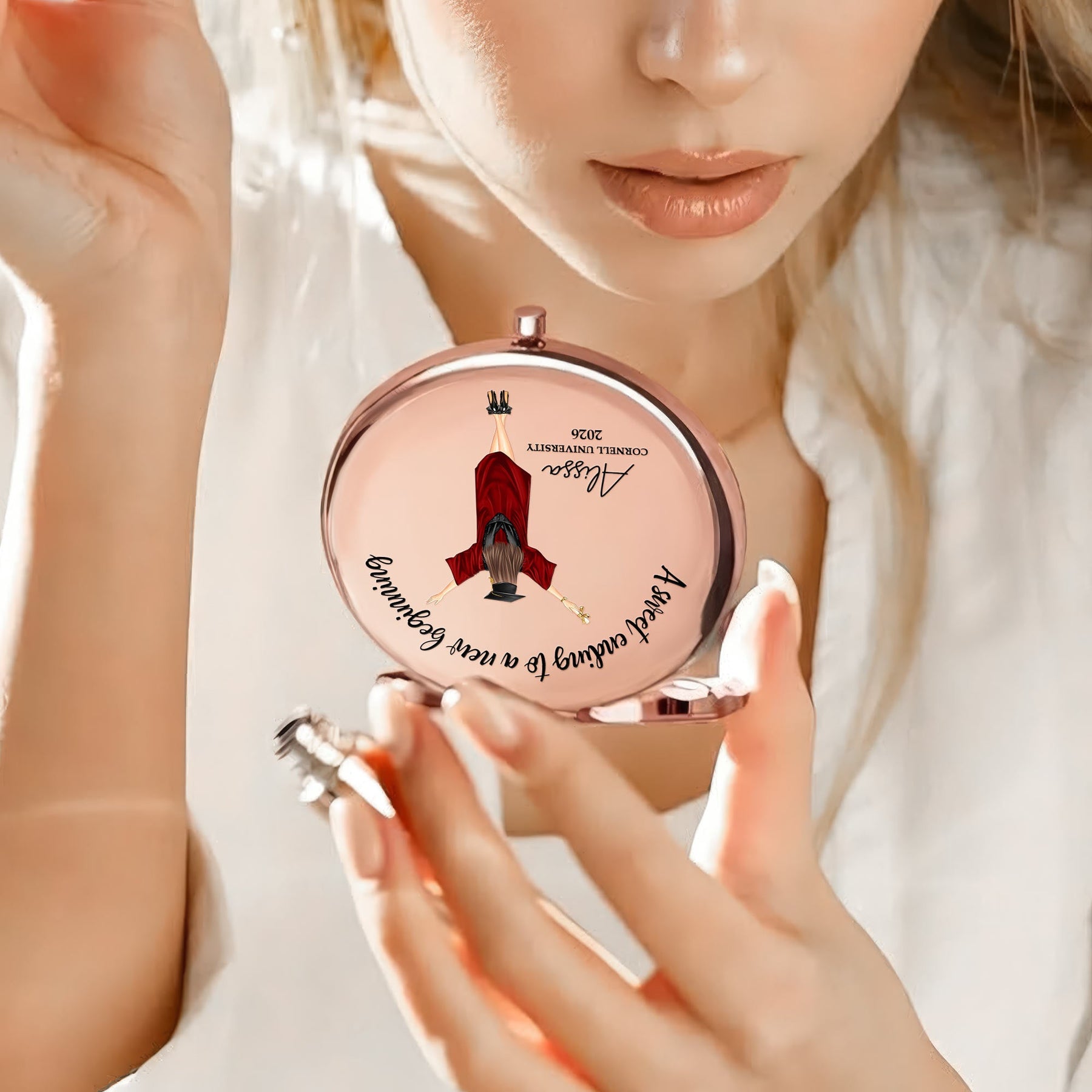 A Sweet Ending To A New Beginning Graduation - Personalized Compact Mirror