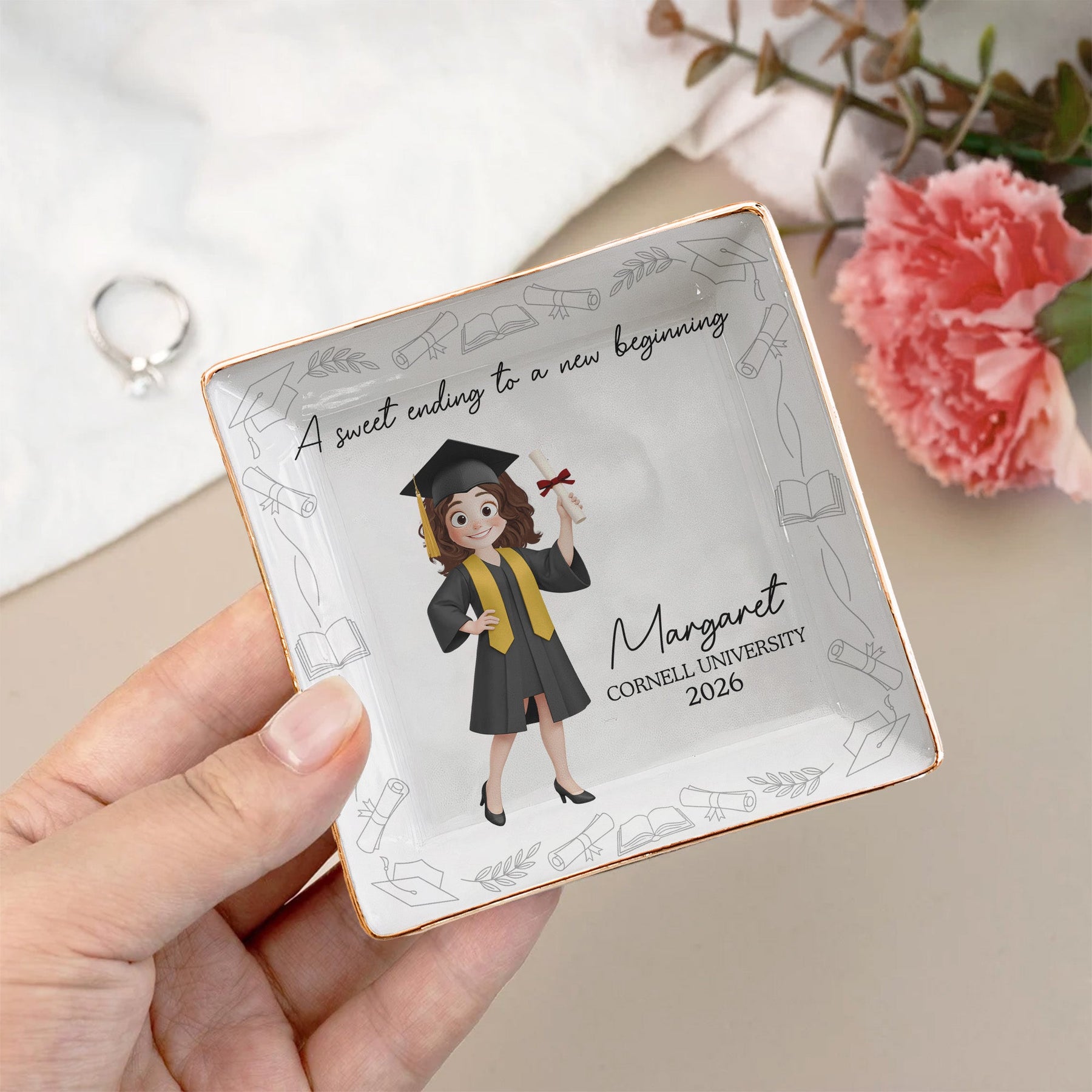 A Sweet Ending To A New Beginning New Version - Personalized Jewelry Dish