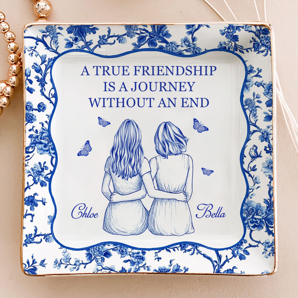 A True Friendship Is A Journey - Personalized Jewelry Dish