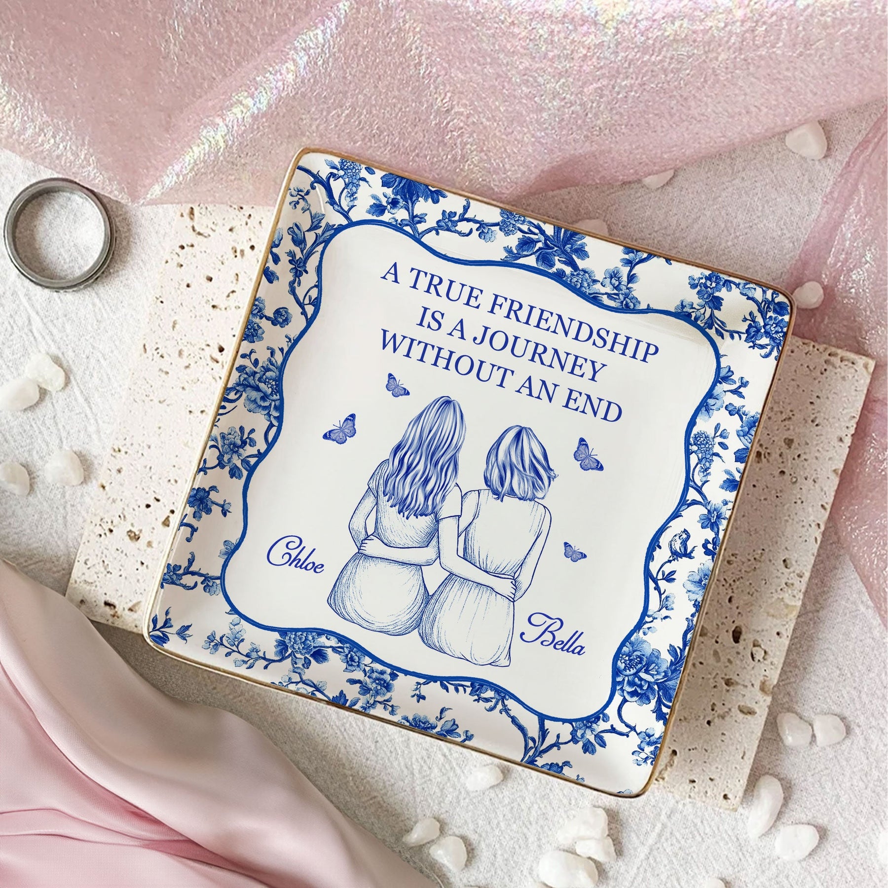 A True Friendship Is A Journey - Personalized Jewelry Dish