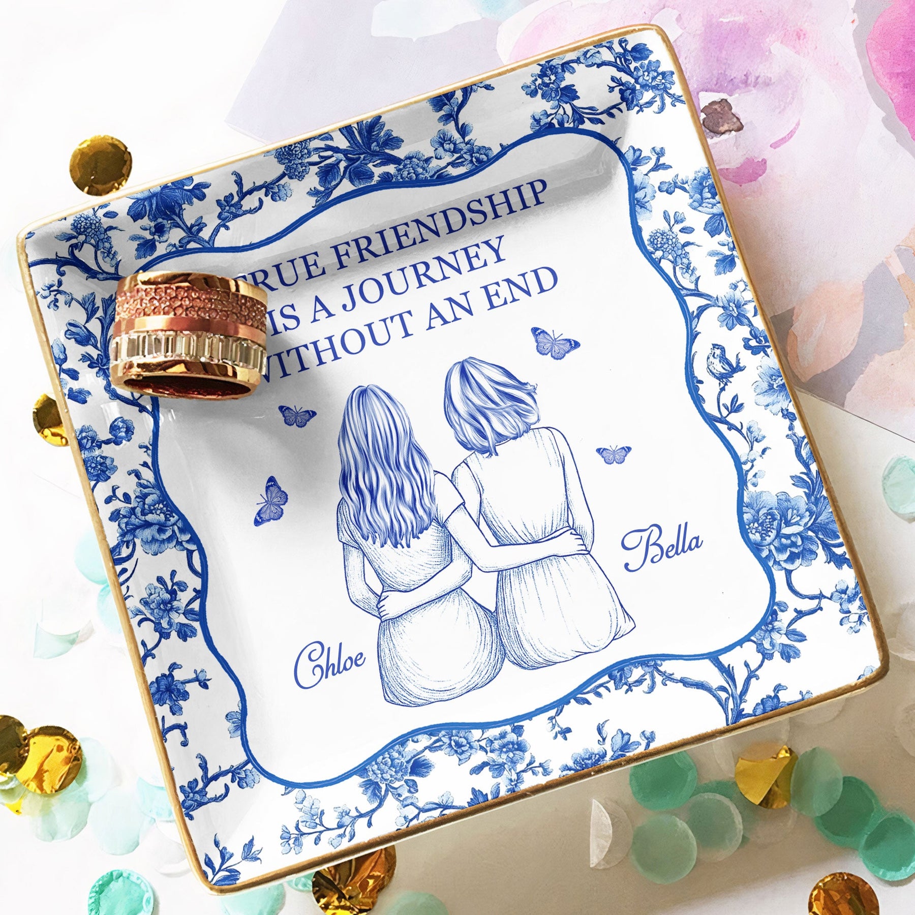A True Friendship Is A Journey - Personalized Jewelry Dish