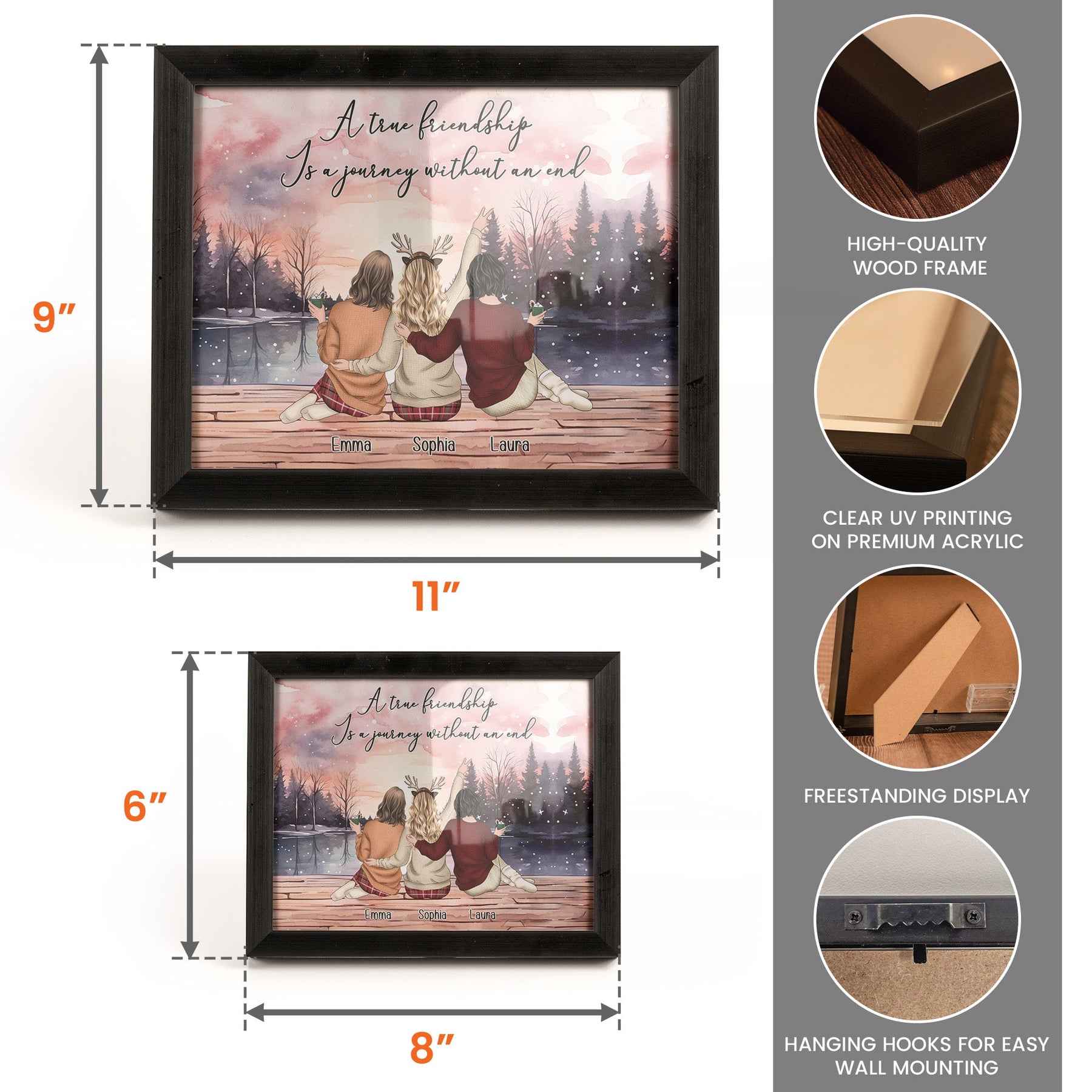 A True Friendship Is A Journey Without An End - Personalized LED Shadow Box