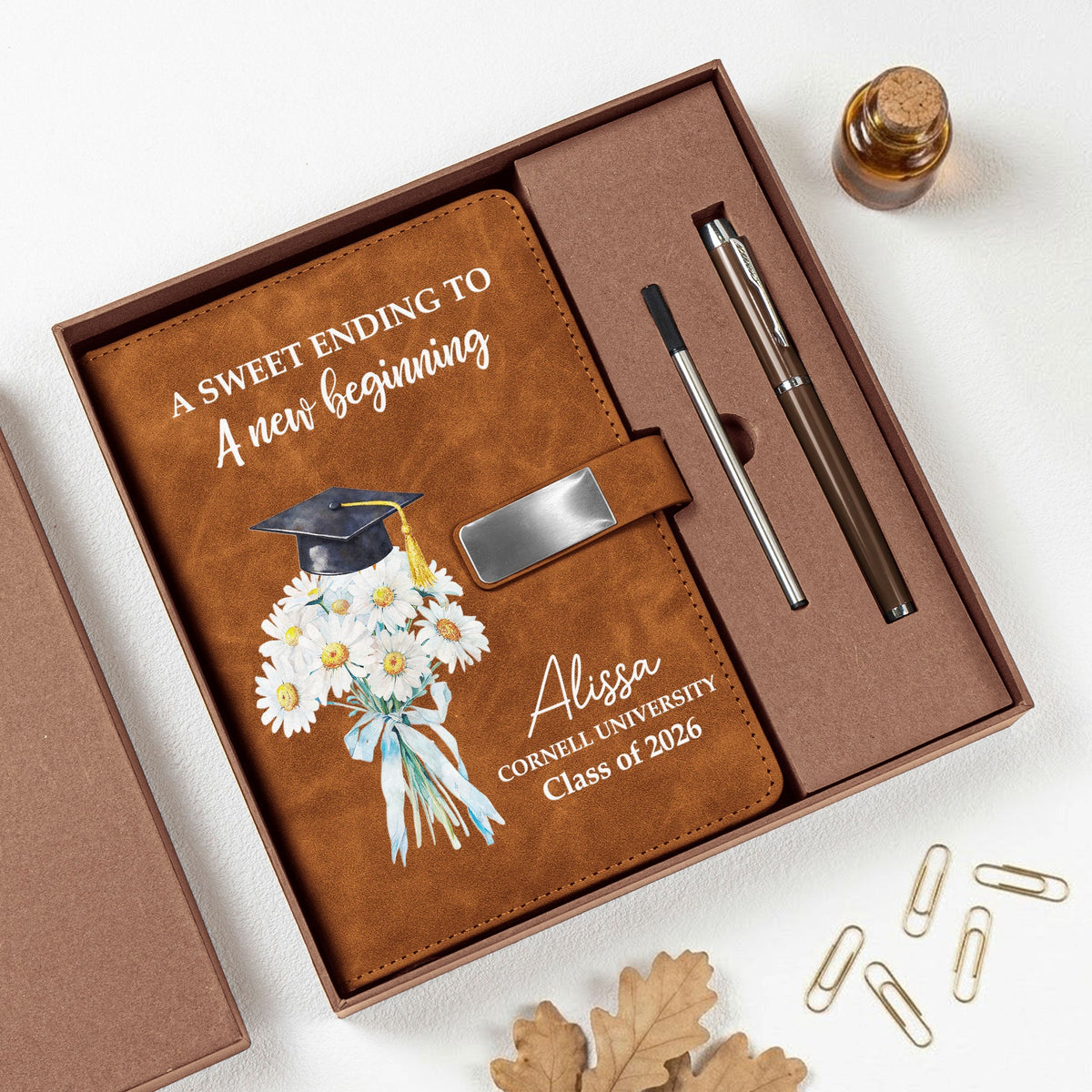 A Sweet Ending To A New Beginning - Custom Birth Flower For Her - Personalized Notebook Set