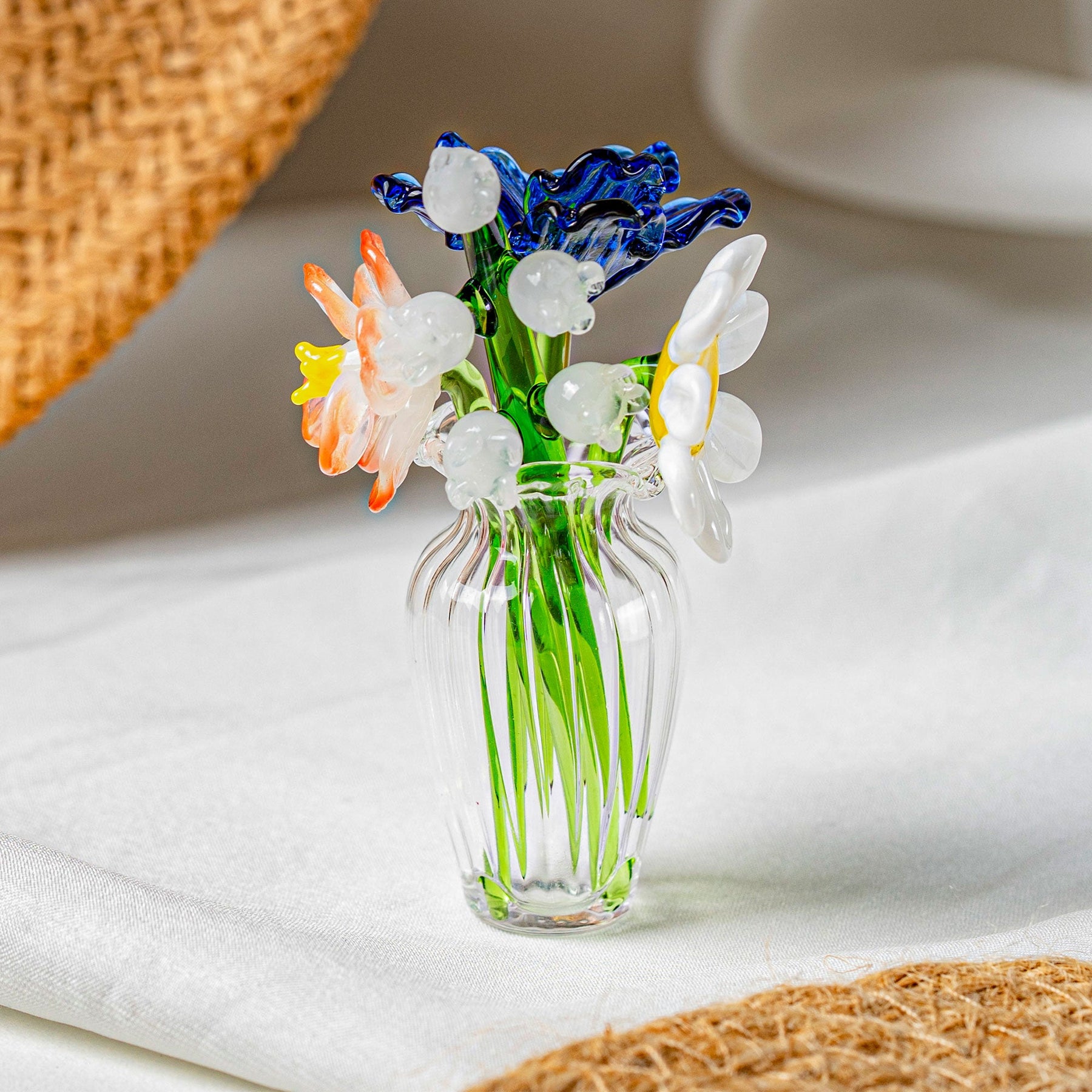 Actual Handwritten Message Gift Glass Flower Bouquet - Personalized Glass Flowers
