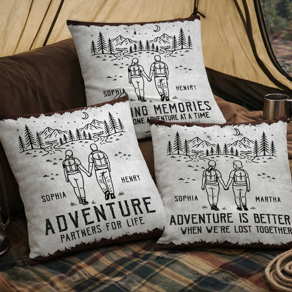 Adventure Partners For Life Camping Couple Gift - Personalized Pillow (Insert Included)