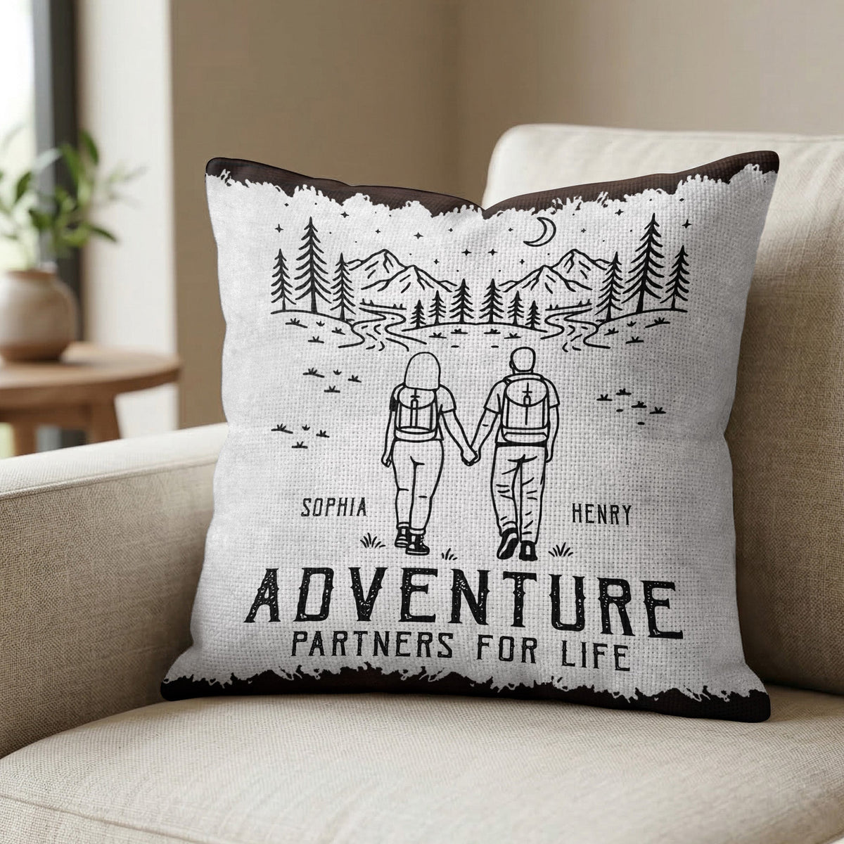 Adventure Partners For Life Couple Gift - Personalized Pillow Cover