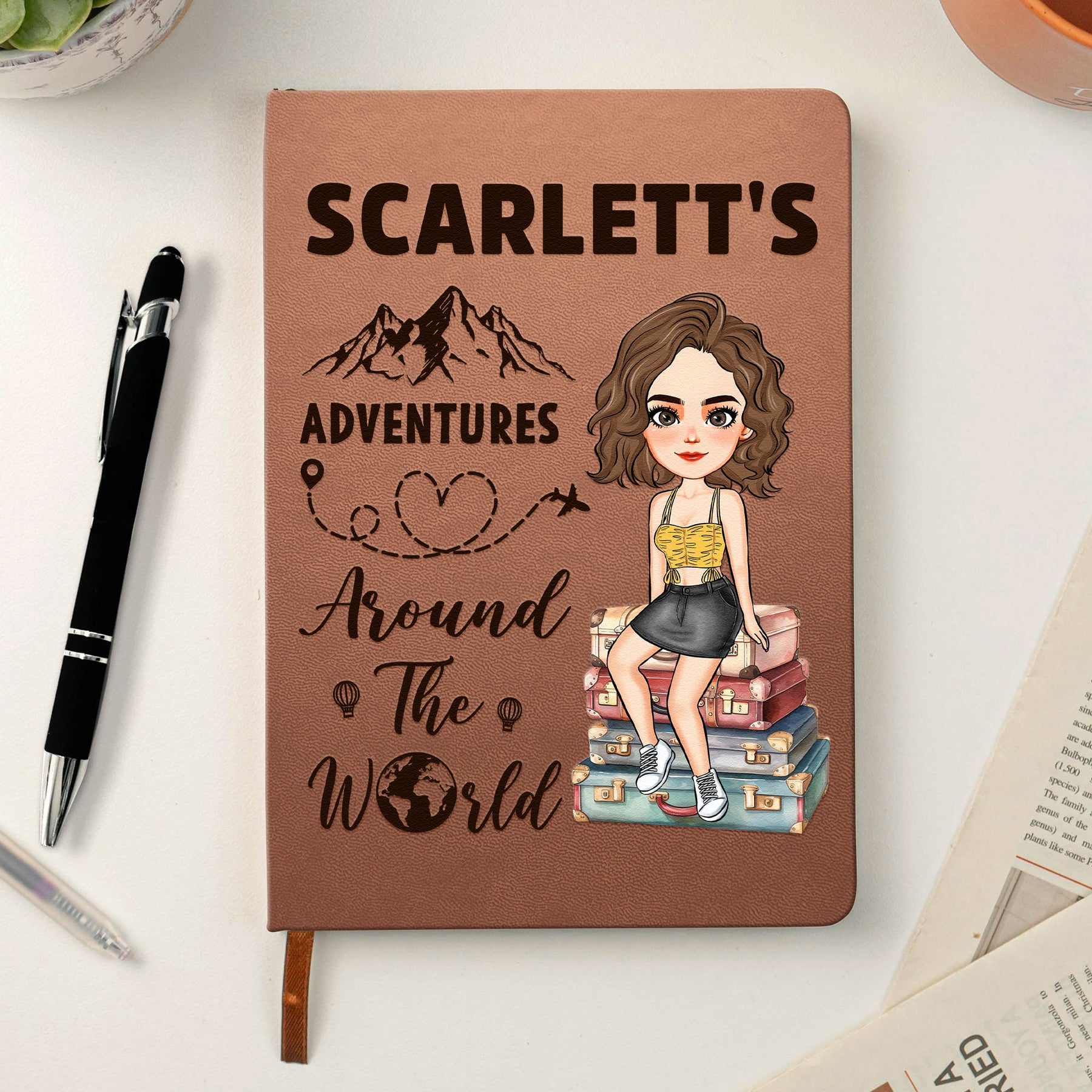 Adventures Around The World - Personalized Leather Journal