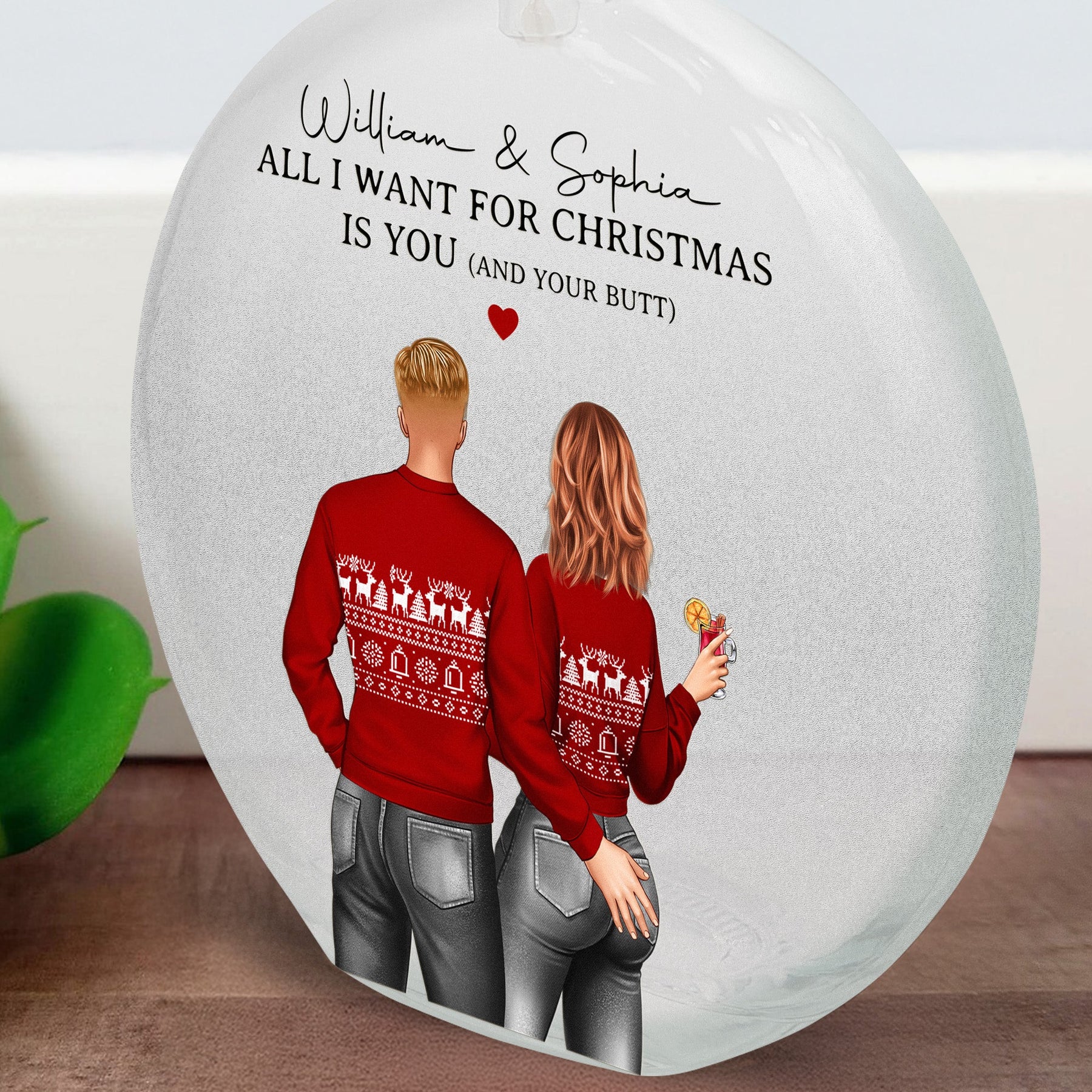 All I Want For Christmas Is You And Your B#tt - Personalized Round Flat Bottle Light