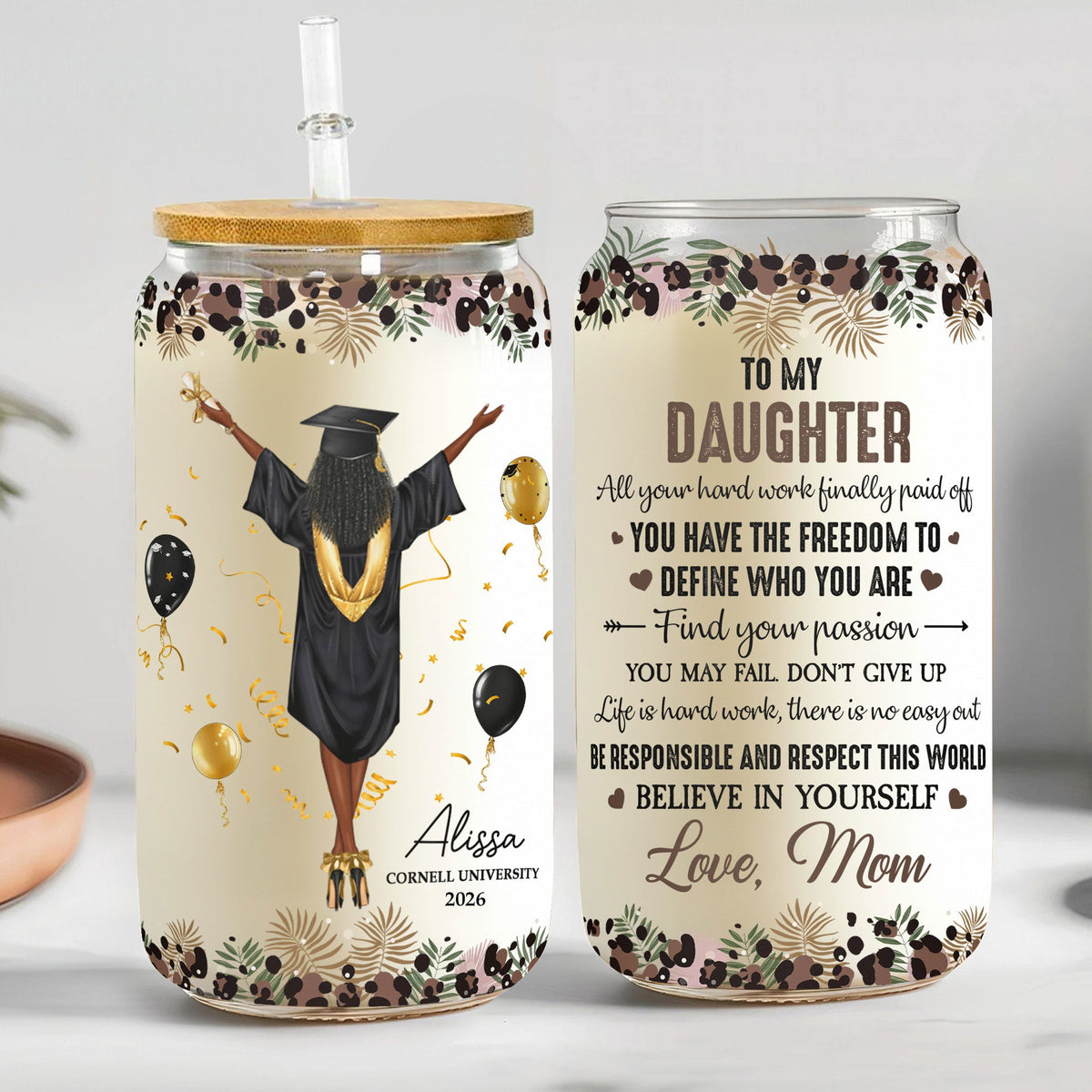 All Your Hard Work Finally Paid Off - Graduation Gift - Personalized Clear Glass Cup